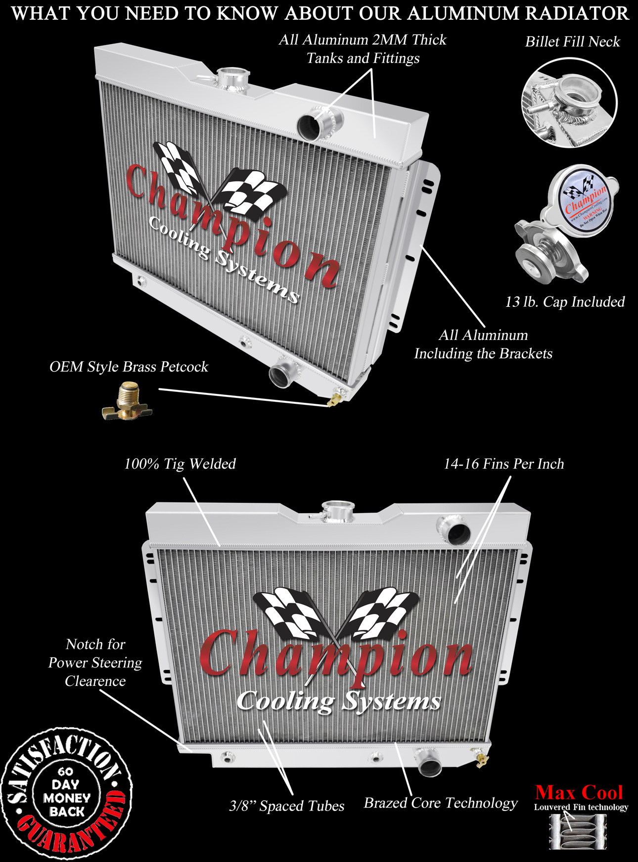 Row Rockin Champion Radiator Ps Notched For Chevrolet