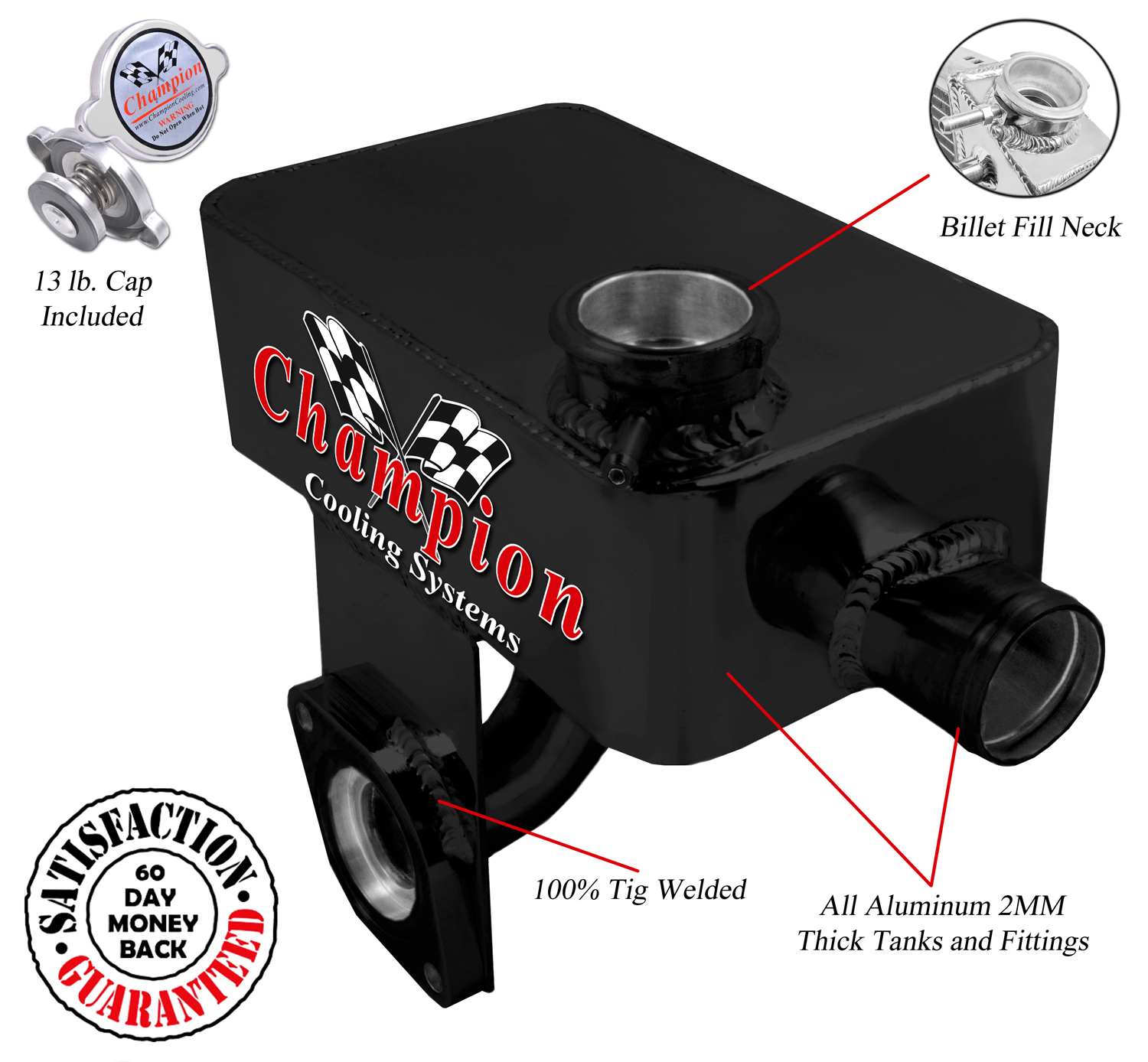 Western Champion Black Finish Ford FE Engine Expansion Tank #CC64GLT-BLK Western Champion Black Finish Ford FE Engine Expansion Tank #CC64GLT-BLK