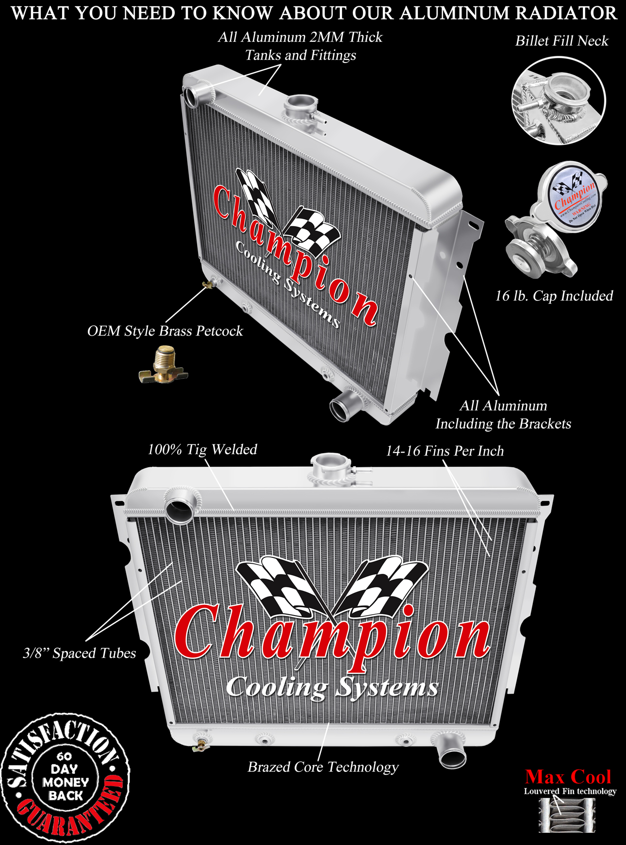 3 Row Radiator For 22 Inch Core Mopar Small Block Configuration