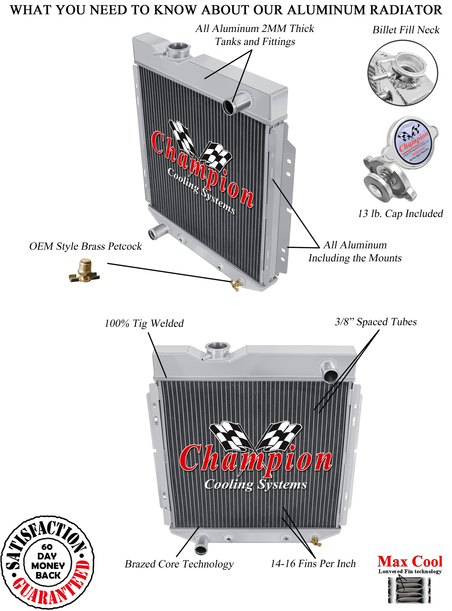 DR Champion 2 Row All Aluminum Radiator for 1960 - 1965 Ford Falcon L6 Engine DR Champion 2 Row All Aluminum Radiator for 1960 - 1965 Ford Falcon L6 Engine