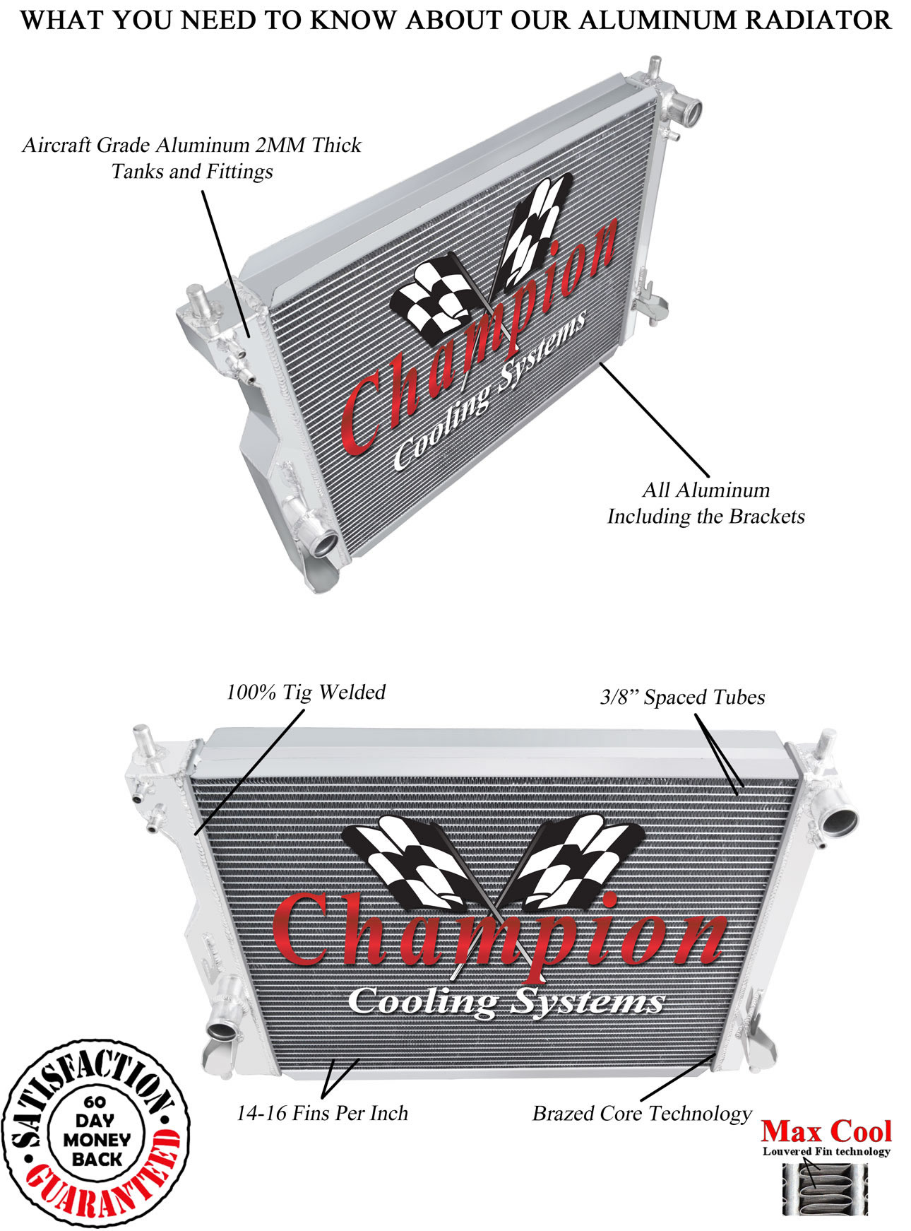 3 Row All Aluminum Alliant Radiator For 2005 - 2010 Ford Mustang