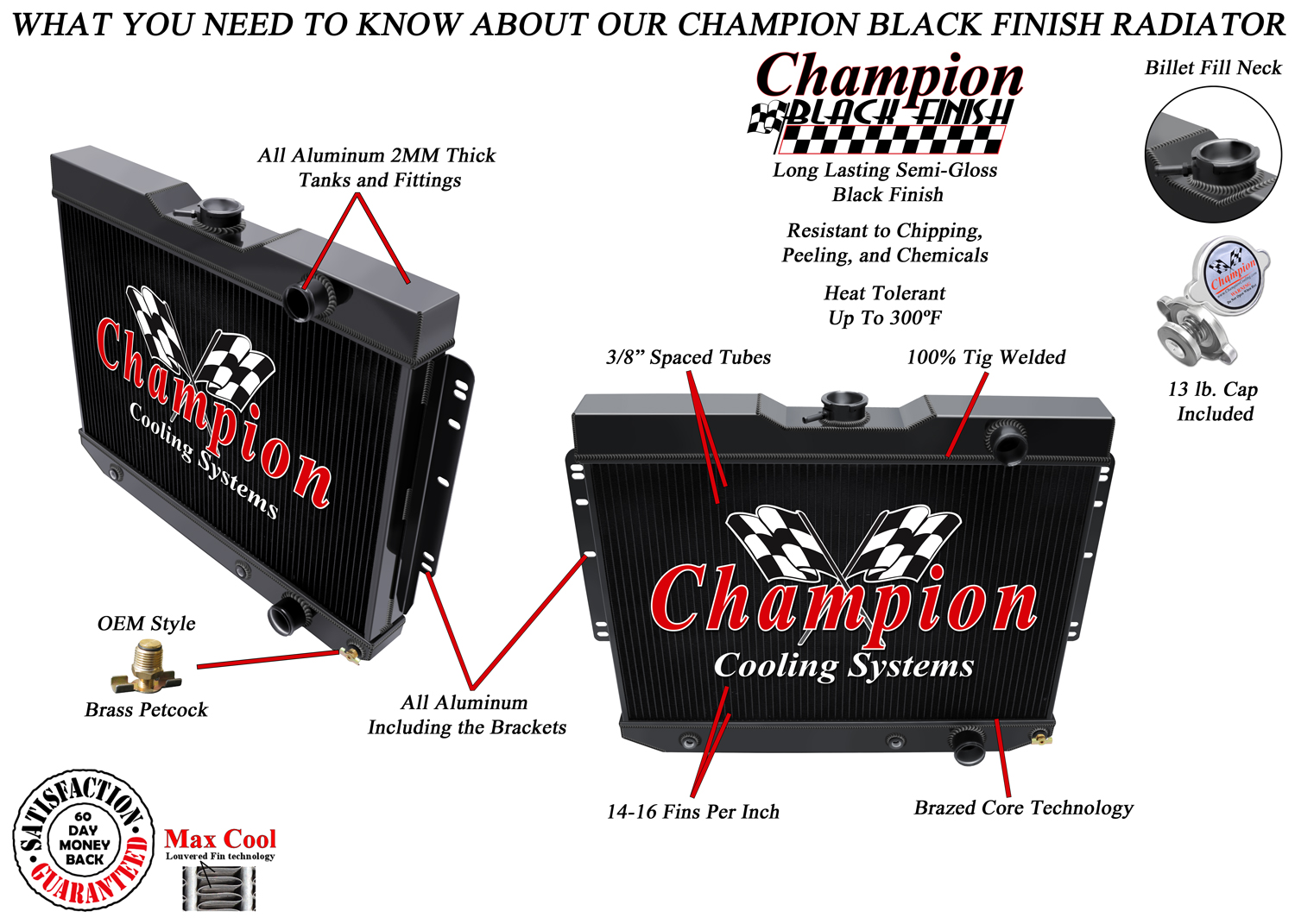 3 Row Discount Champion Black Finish Radiator for 1959 - 1963 Chevrolet Impala 3 Row Discount Champion Black Finish Radiator for 1959 - 1963 Chevrolet Impala