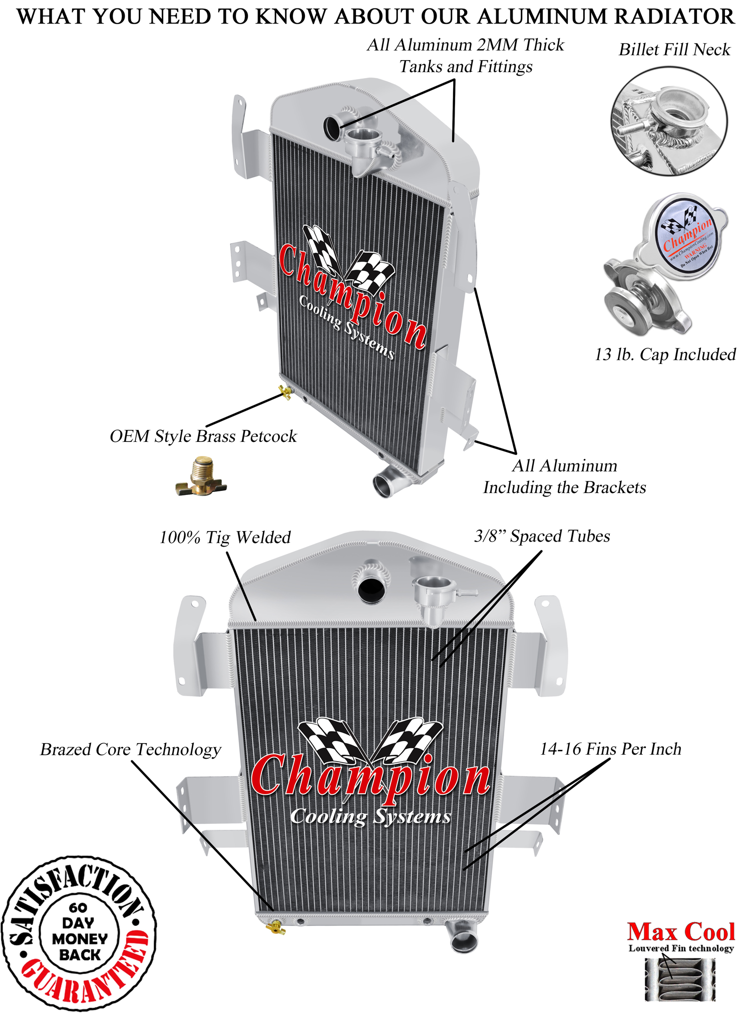 Atom Champion 3 Row Radiator Chevy Configuration for 1934 Chevrolet Master Atom Champion 3 Row Radiator Chevy Configuration for 1934 Chevrolet Master