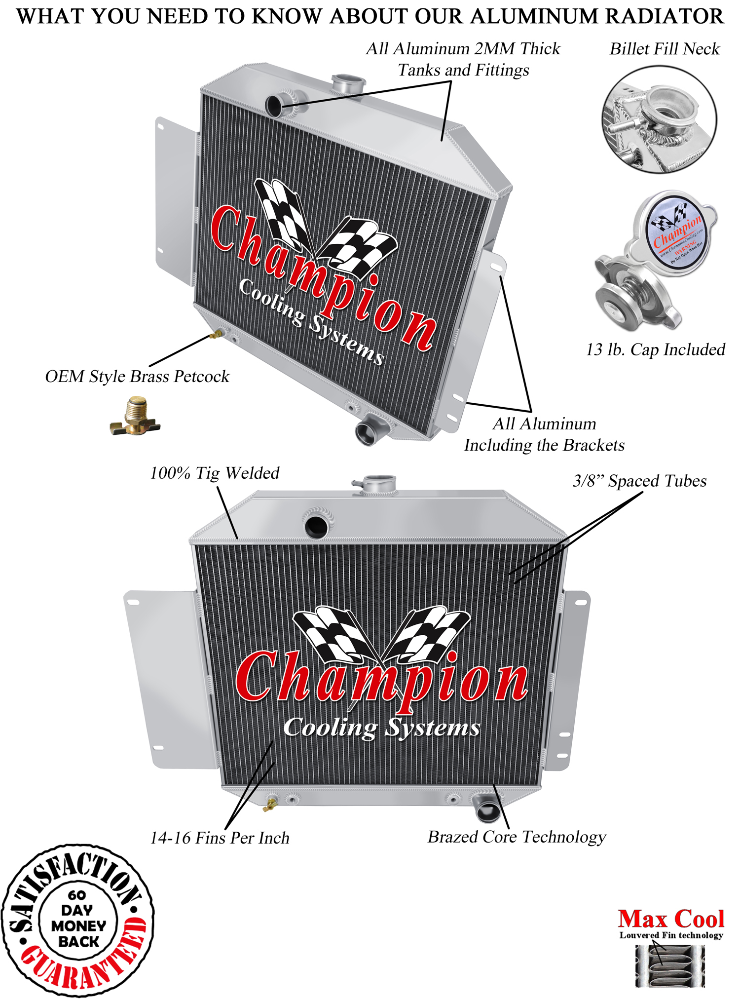Rockin Champion 3 Row All Aluminum Radiator for 1975 1976 1977 Ford F-150 #CC393 Rockin Champion 3 Row All Aluminum Radiator for 1975 1976 1977 Ford F-150 #CC393