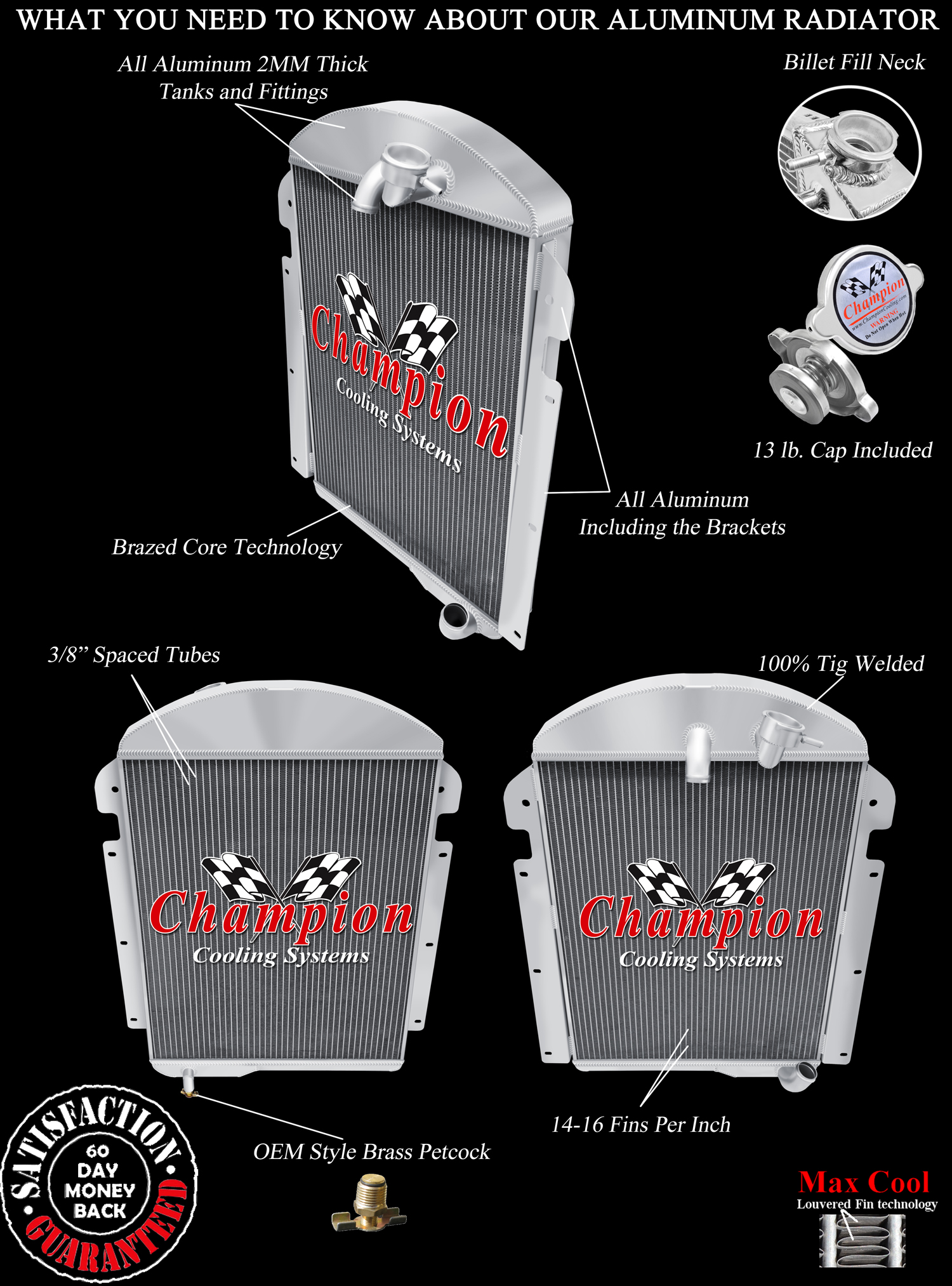 Rockin Champion 3 Row All Aluminum Radiator for 1940 Chevrolet WA L6 Engine Rockin Champion 3 Row All Aluminum Radiator for 1940 Chevrolet WA L6 Engine