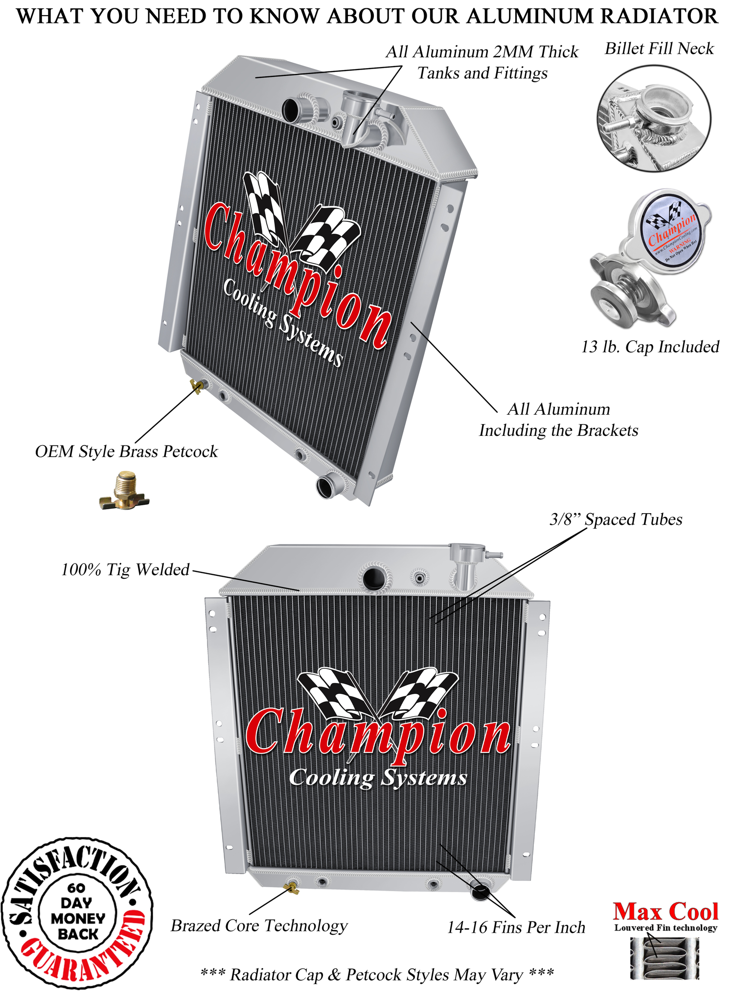 AR Champion 3 Row All Aluminum Radiator for 1947 - 1954 GMC Truck LS Conversion