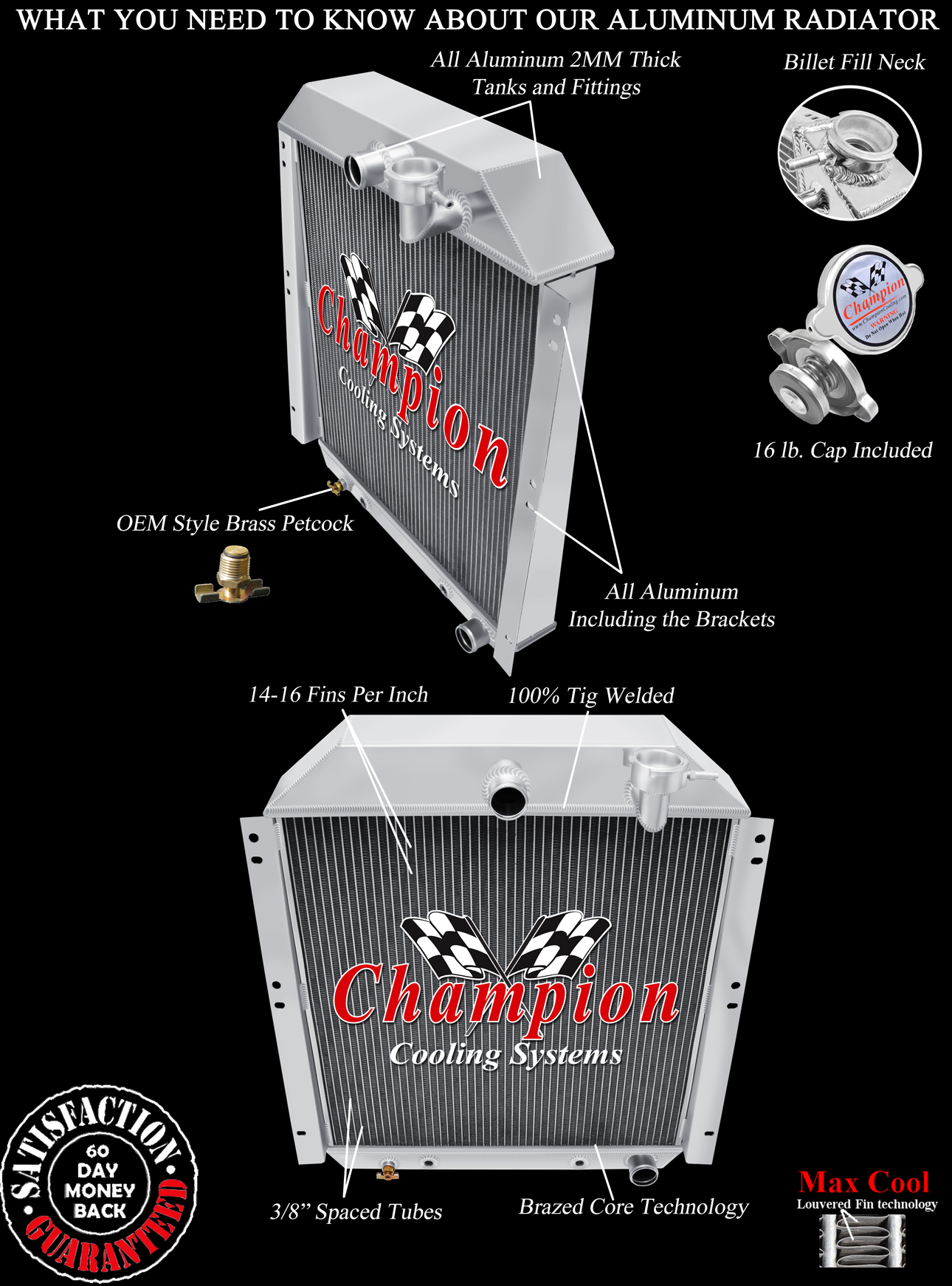 RN Champion 4 Row Radiator for 1947 - 1954 GMC Panel Truck L6 Engine #MC4754