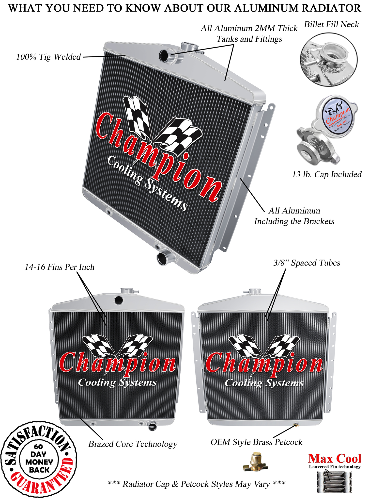 RN Champion 3 Row Radiator for 1954 - 1956 Oldsmobile Starfire Chevy Conversion RN Champion 3 Row Radiator for 1954 - 1956 Oldsmobile Starfire Chevy Conversion