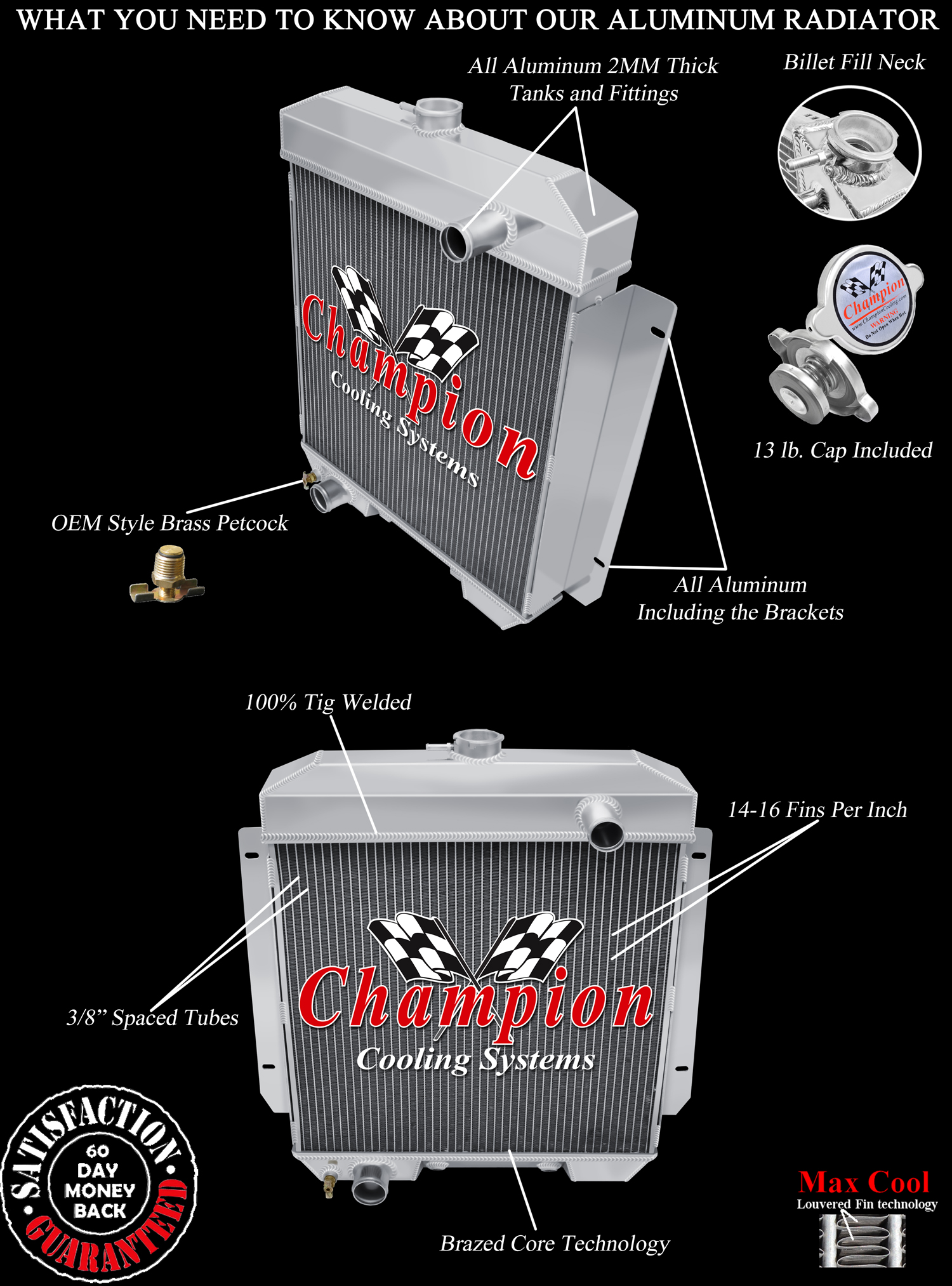 Rockin Champion 3 Row All Aluminum Radiator for 1954 Mercury Custom V8 Engine Rockin Champion 3 Row All Aluminum Radiator for 1954 Mercury Custom V8 Engine