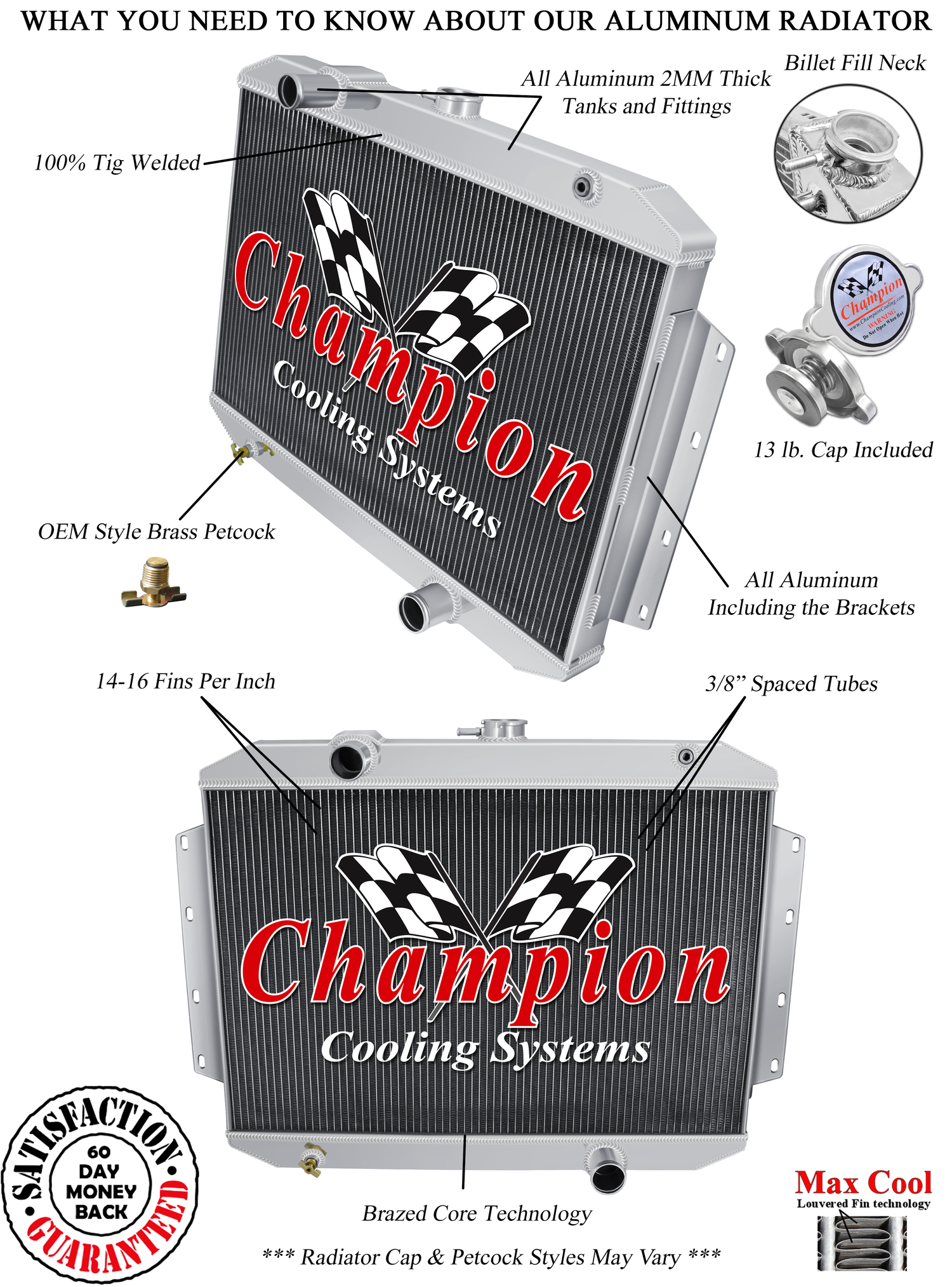 RN Champion 3 Row Radiator for 1963 1964 International C1200 L6 Engine #CC6168-6