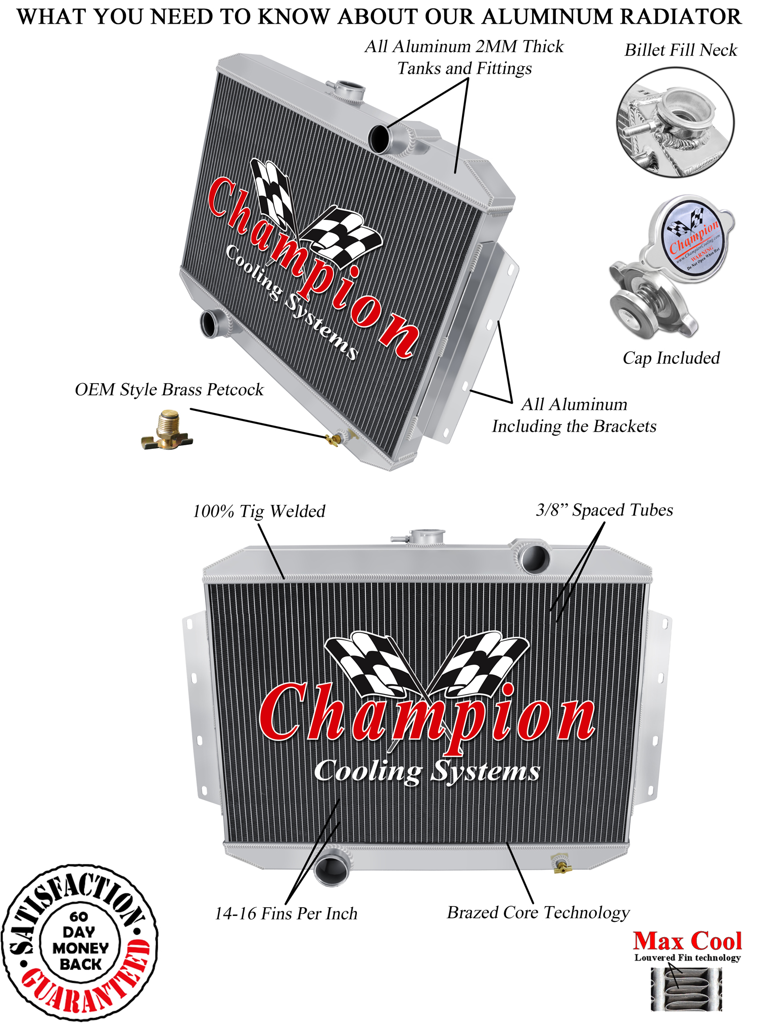 AR Champion 3 Row Radiator for 1961-1962 International C120 V8 Engine