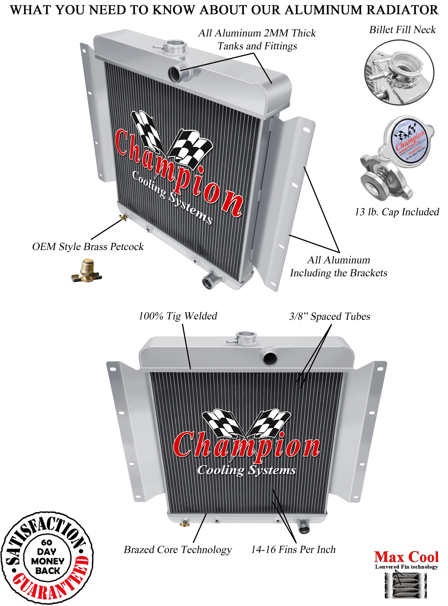 Atom Champion 3 Row Radiator for 1968 1969 Dodge D100 Pickup L6 Engine #CC6169-6