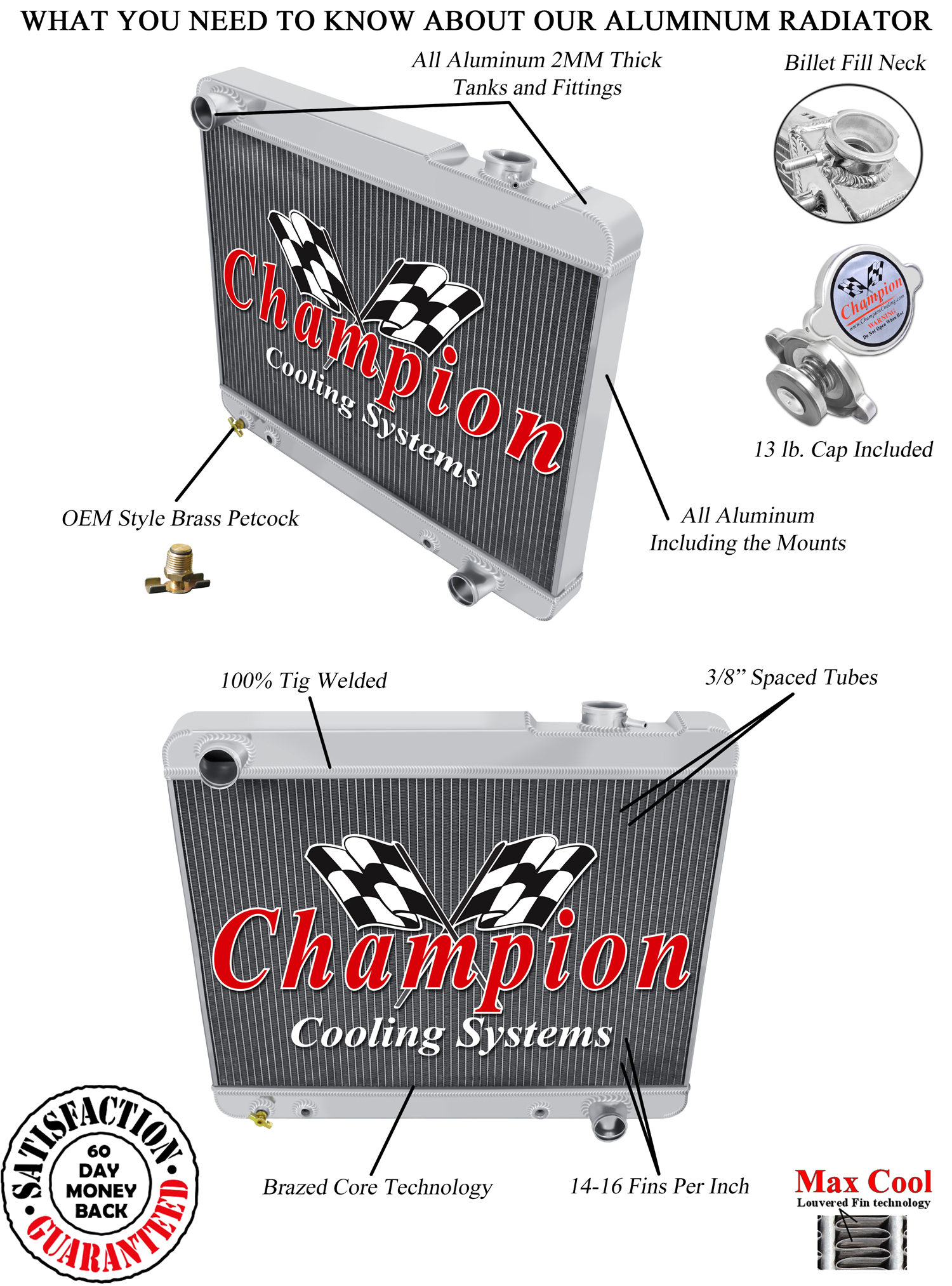 Western Champion 4 Row All Aluminum Radiator for 1961 - 1964 Pontiac Catalina Western Champion 4 Row All Aluminum Radiator for 1961 - 1964 Pontiac Catalina