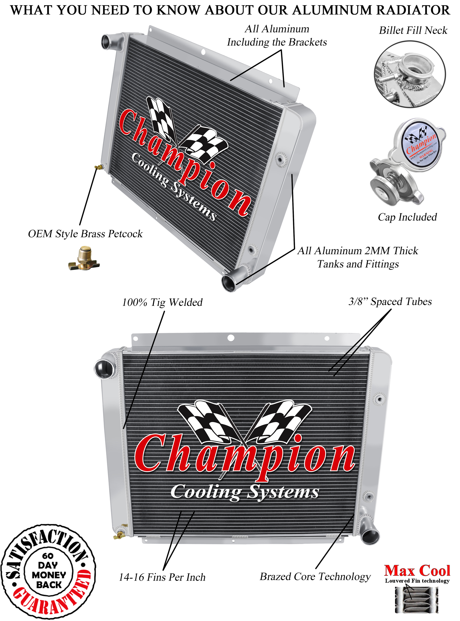 WR Champion 3 Row Radiator for 1963 1964 Studebaker Avanti V8 Engine #CC6385