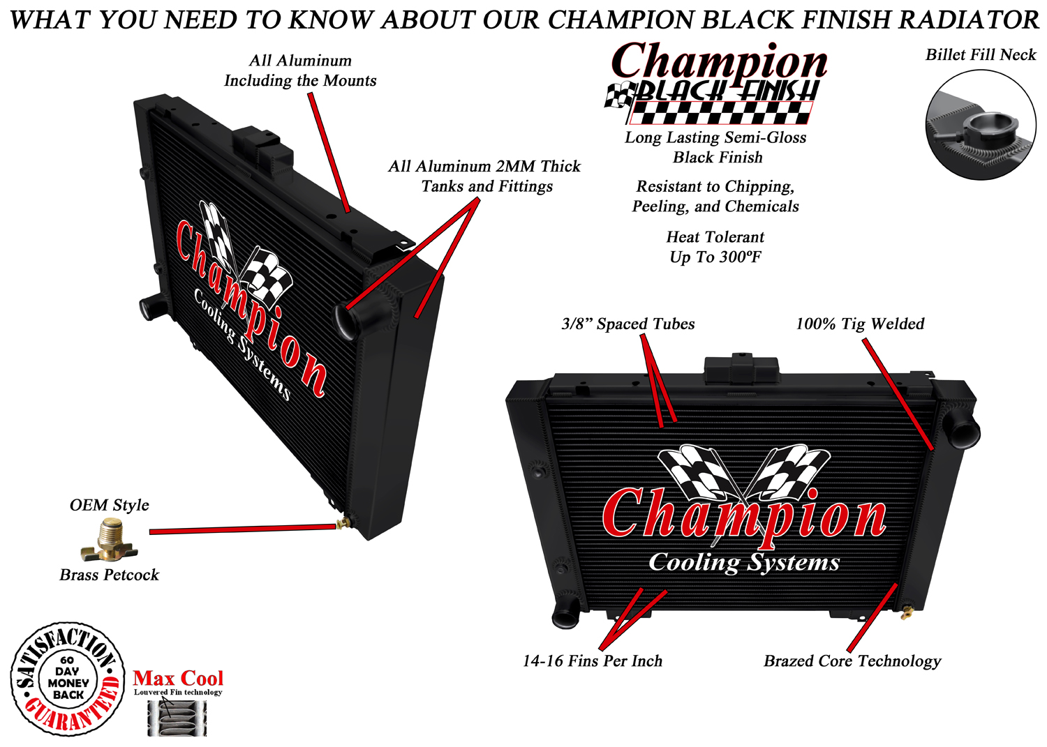 QR Champion 3 Row Black Finish Radiator for 1964-1966 Mercury Montclair V8 Eng QR Champion 3 Row Black Finish Radiator for 1964-1966 Mercury Montclair V8 Eng