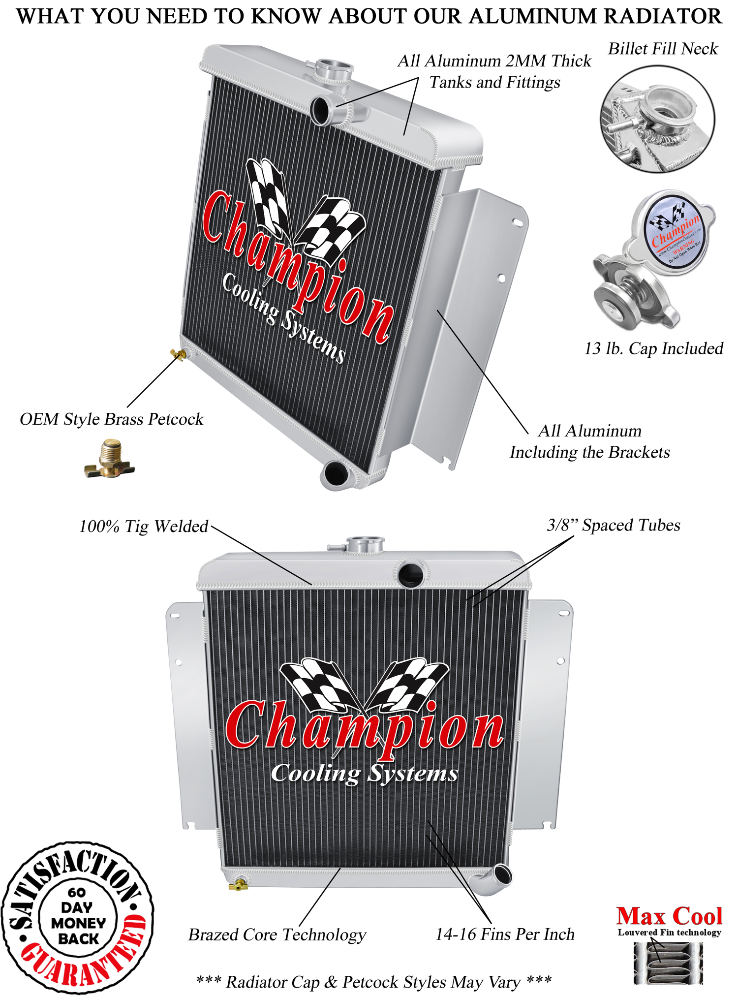 AL 1 Row All Aluminum Radiator for 1967 Plymouth Belvedere 6 Cylinder Engine