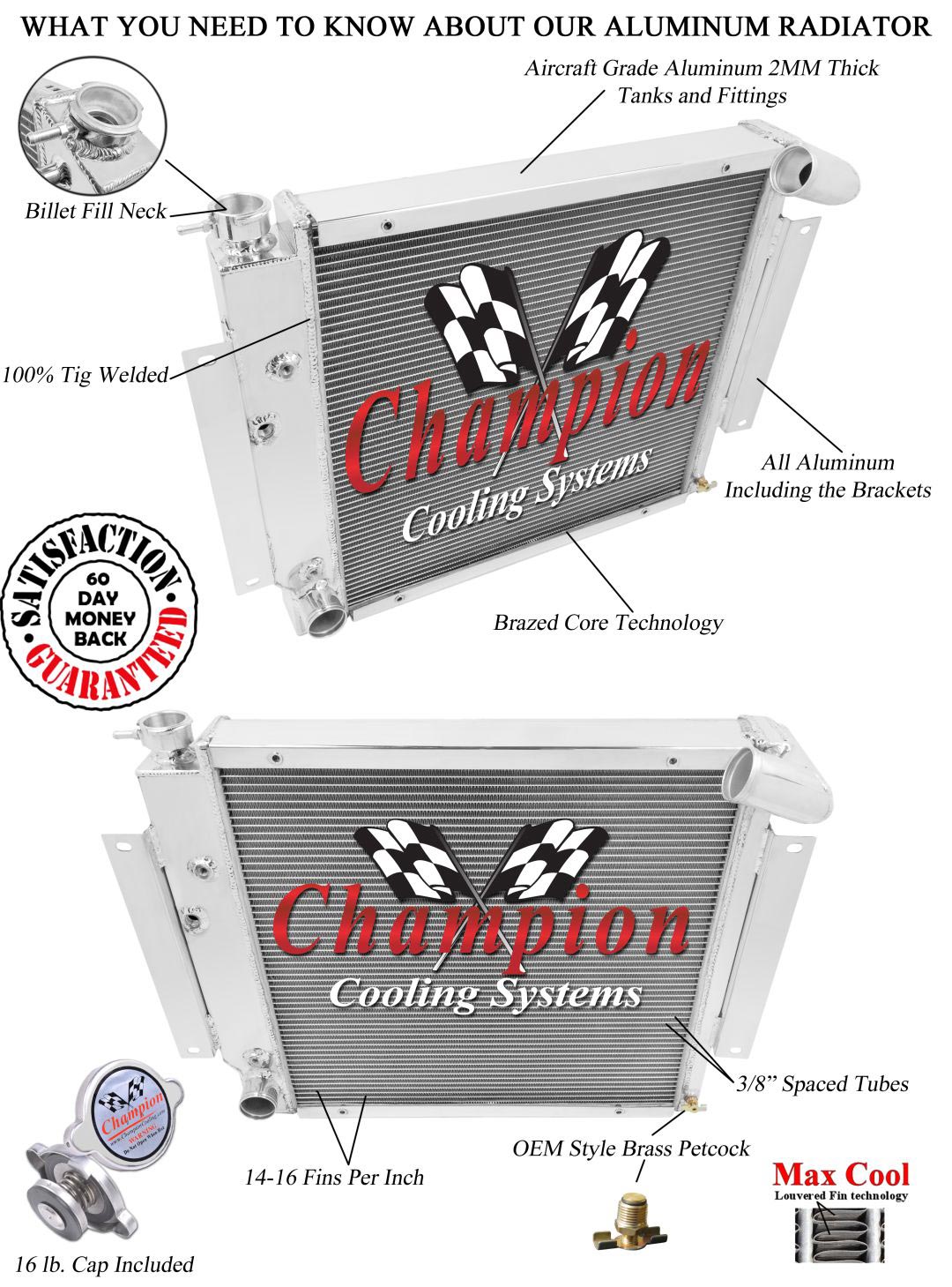 Champion 3 Row Aluminum Radiator for 1971-1980 International Scout II V8 Engine