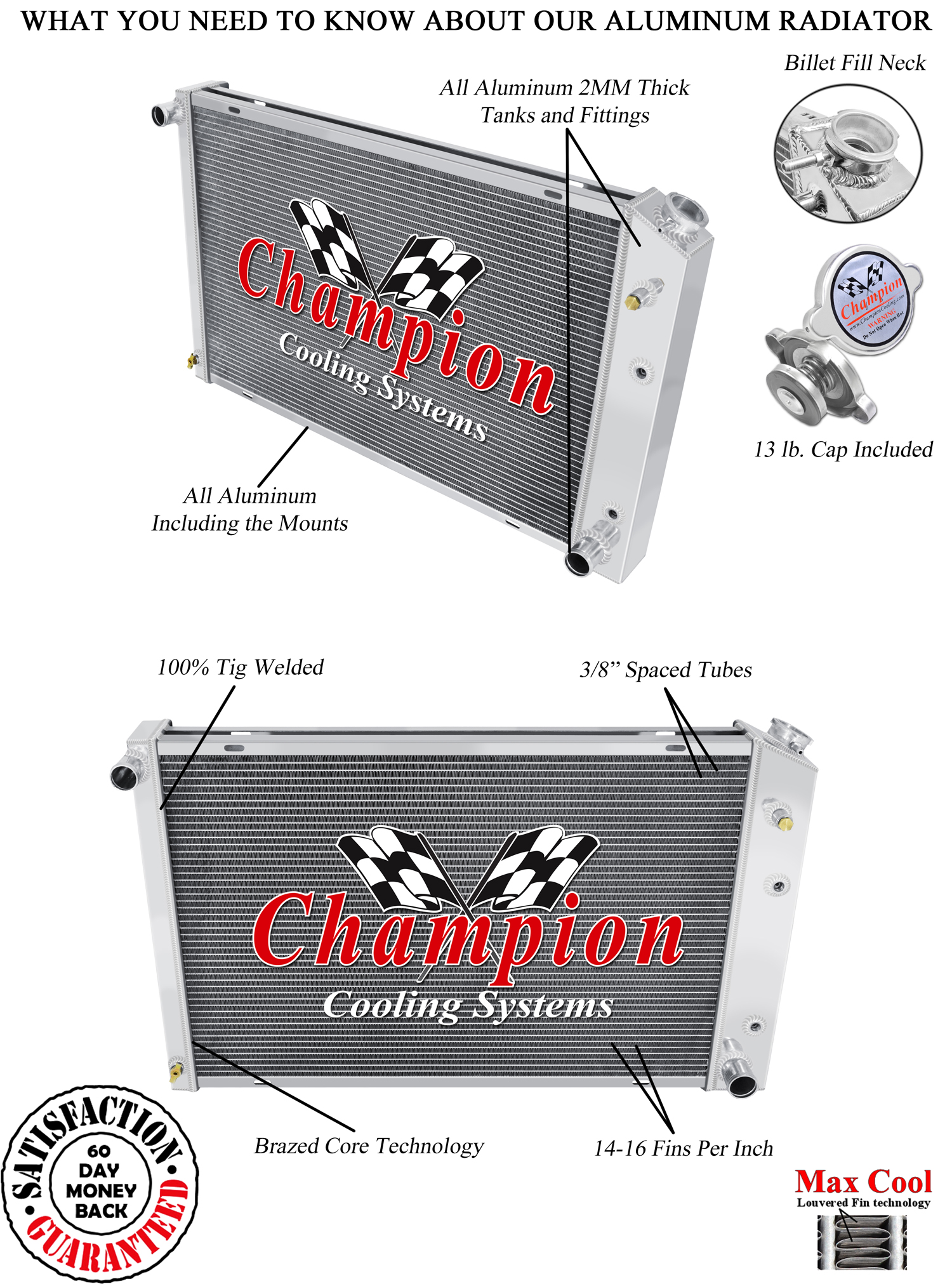 Supply Champion 3 Row All Aluminum Radiator for 1973 - 1987 Chevrolet K Series Supply Champion 3 Row All Aluminum Radiator for 1973 - 1987 Chevrolet K Series