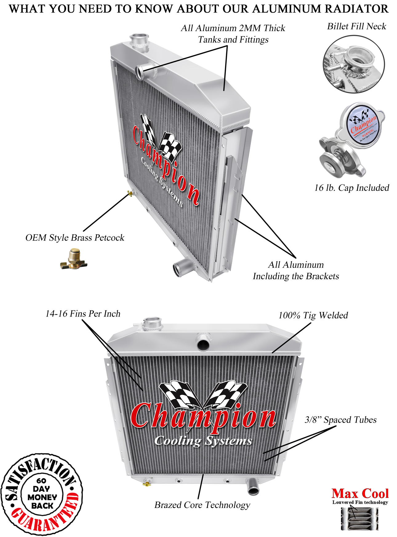 3 Row BC Champion Radiator for 1953 54 55 1956 Ford Truck Chevy Configuration 3 Row BC Champion Radiator for 1953 54 55 1956 Ford Truck Chevy Configuration
