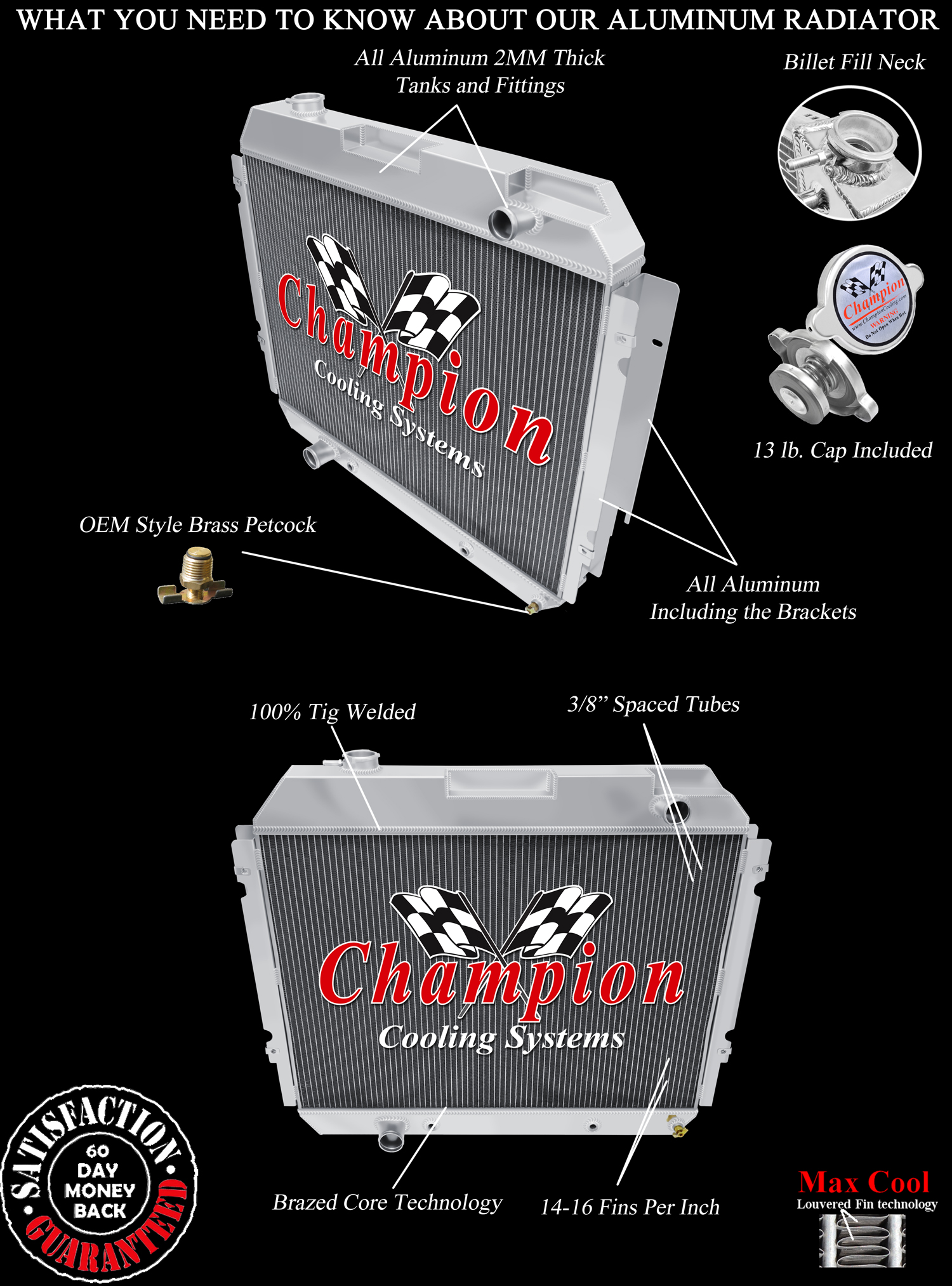 RN Champion 3 Row Radiator for 1977-1991 Ford E-350 Econoline Club Wagon V8 Eng RN Champion 3 Row Radiator for 1977-1991 Ford E-350 Econoline Club Wagon V8 Eng