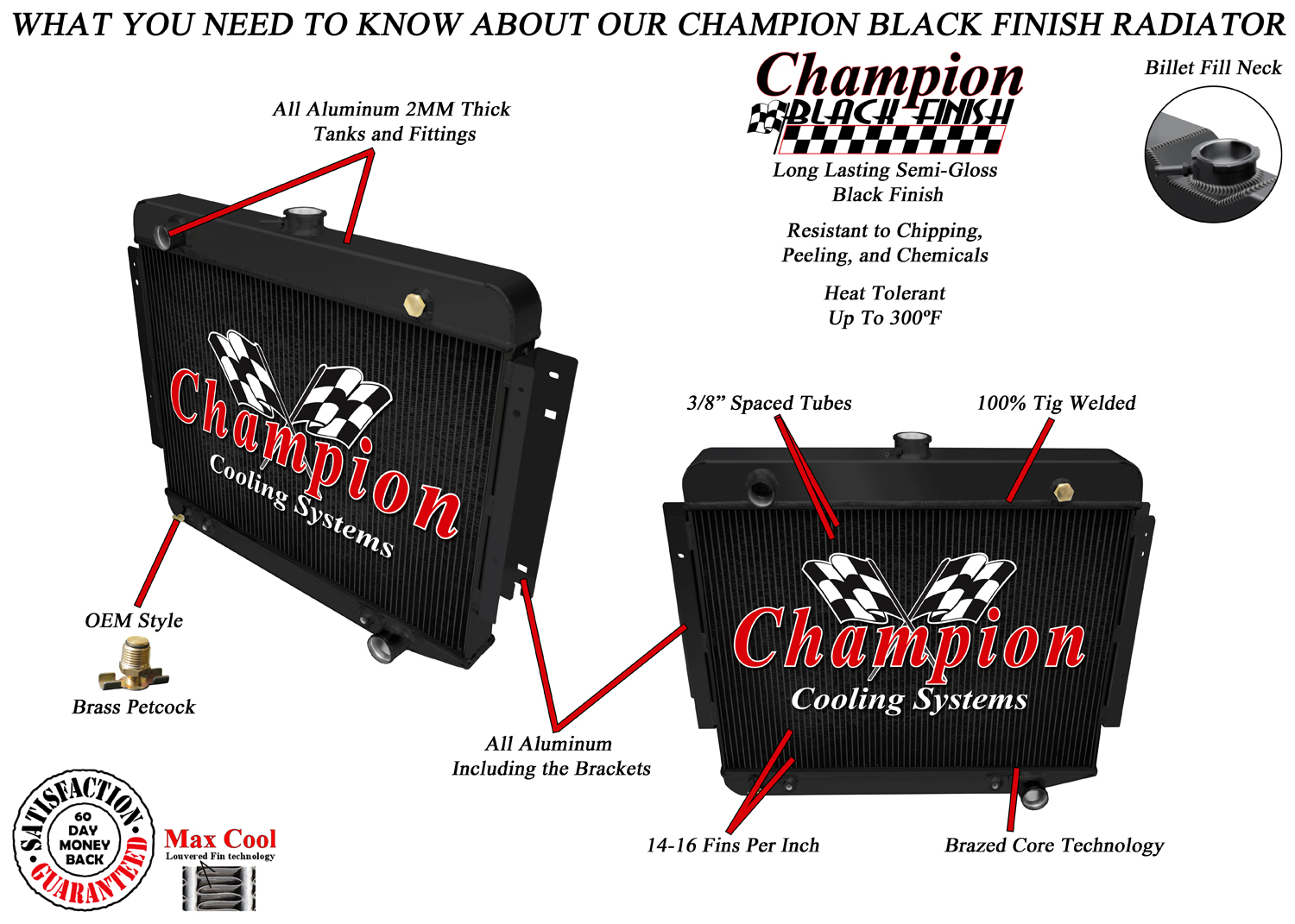 AL Champion 3 Row Black Finish Radiator for 1977 1978 Dodge W150 V8 Engine AL Champion 3 Row Black Finish Radiator for 1977 1978 Dodge W150 V8 Engine