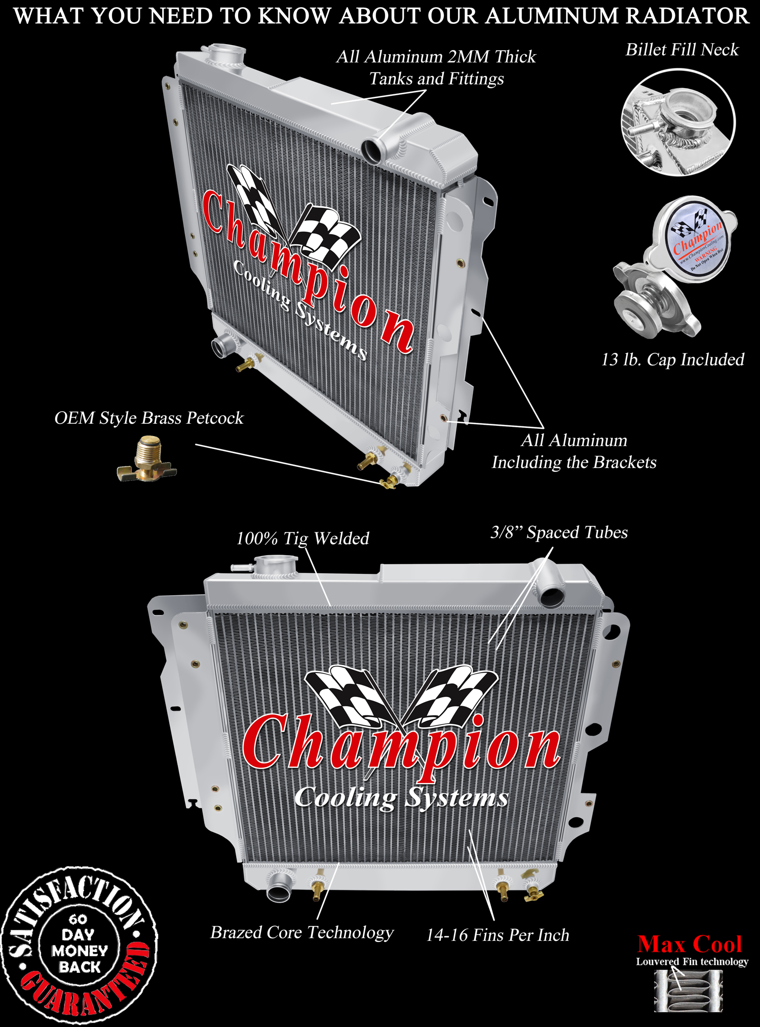 RN Champion 1 Row Bar and Plate Radiator for 1987 - 2006 Jeep Wrangler #BC2101