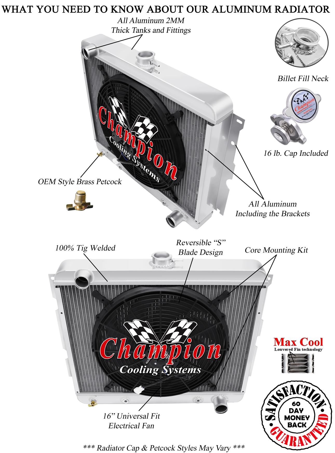 SR Champion 2 Row Radiator,16" Fan for 1970 1971 Dodge Challenger Small V8 Eng