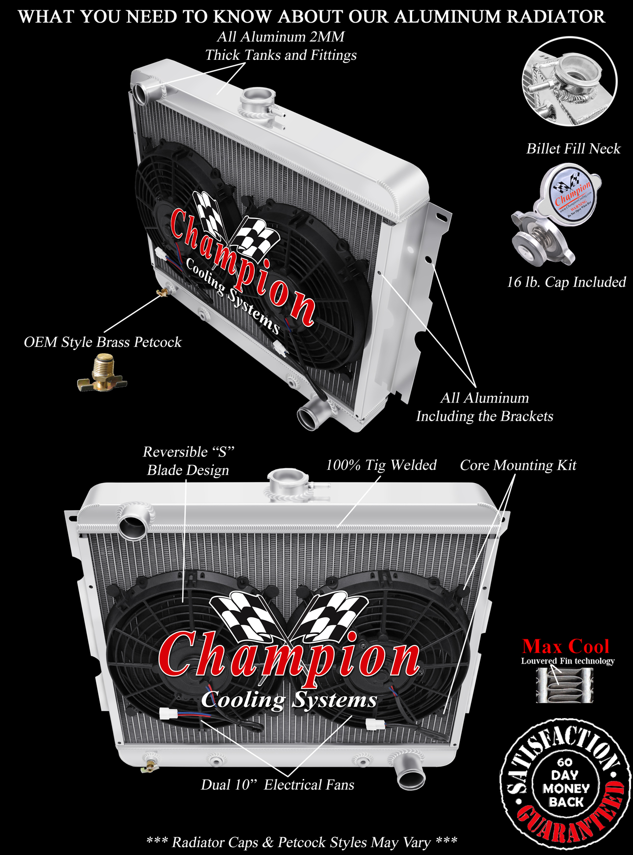 RN 2 Row 1" Radiator,10" Fans-1972 1973 Plymouth Roadrunner Small Block V8 Eng