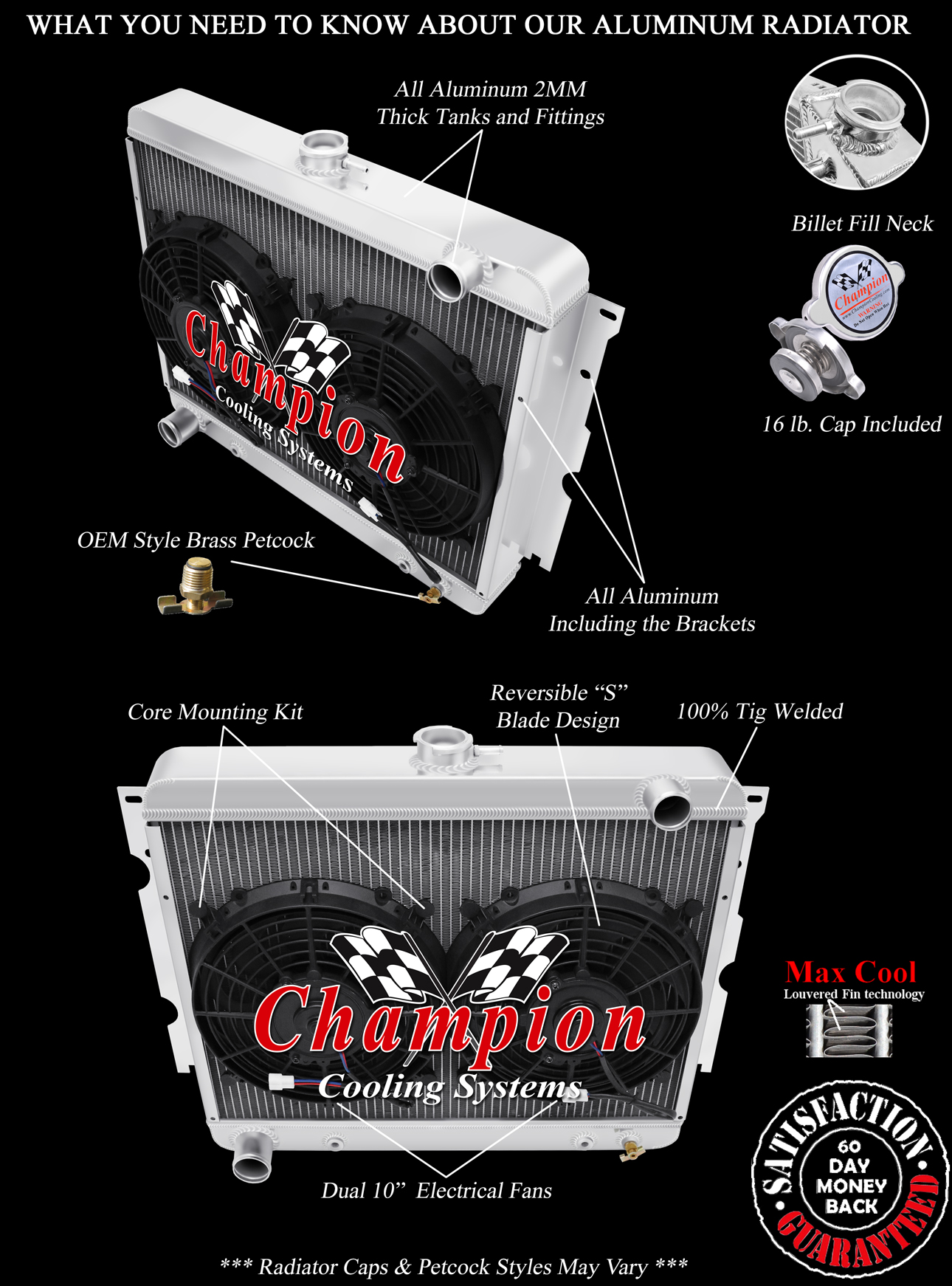 3 Row Radiator and Fan Combo For 22" Core Mopar Big Block