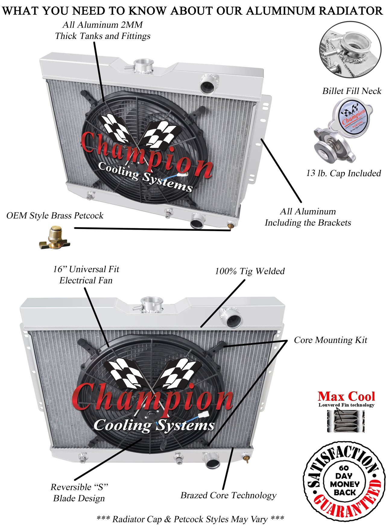 4 Row Discount Champion Radiator W/ 16" Fan for 1959 60 61 62 1963 Chevy Impala