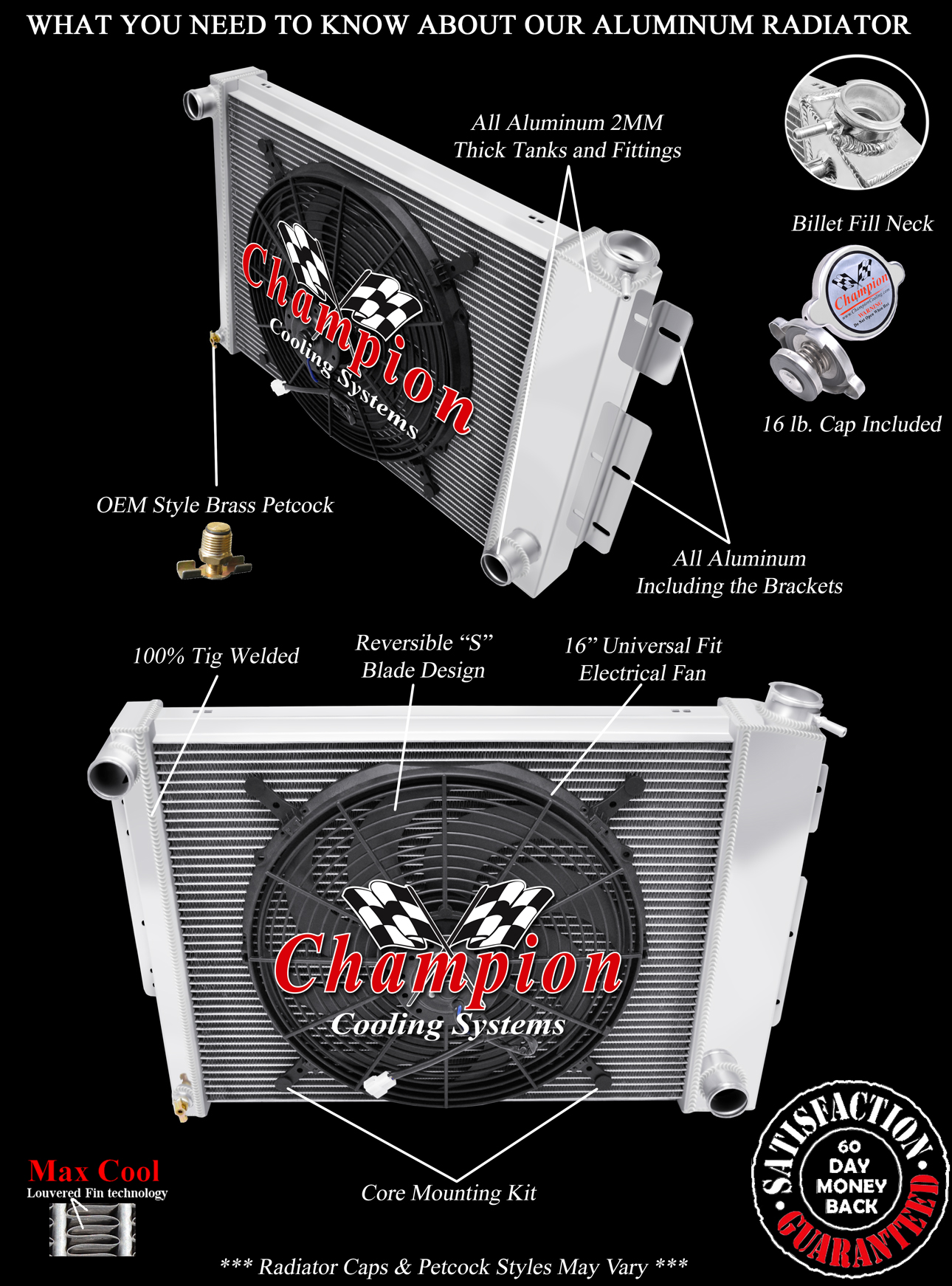 RN 3 Row Radiator,16" Fan-1967-1969 Chevrolet Camaro Small Block (Manual)
