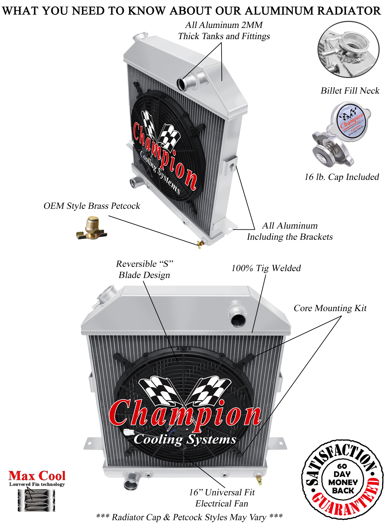 3 Row Discount Radiator, 16" Fan for 1940-1941 Ford Standard Ford Config