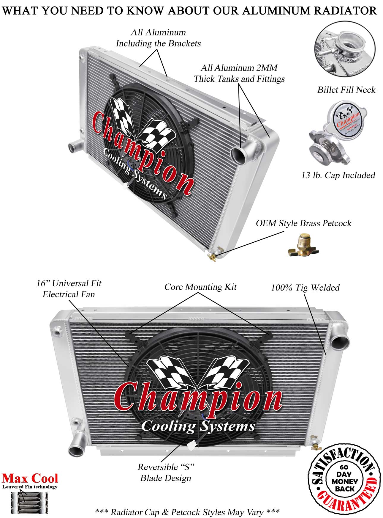Cold Champion 3 Row Radiator,16" Fan for 1961-1965 Lincoln Continental V8 Engine Cold Champion 3 Row Radiator,16" Fan for 1961-1965 Lincoln Continental V8 Engine