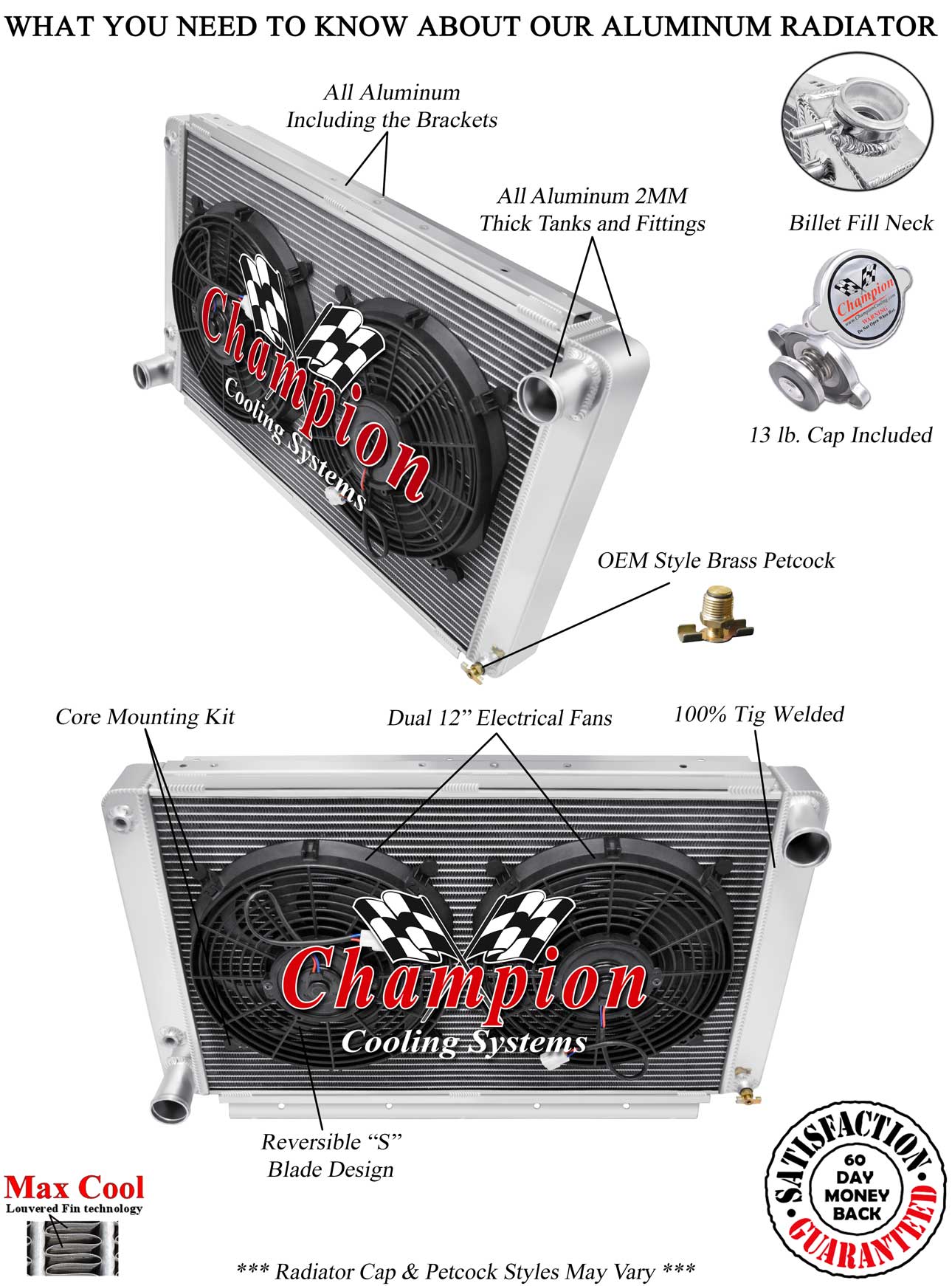 SR Champion 3 Row Radiator,12" Fans for 1961-1965 Lincoln Continental V8 Engine SR Champion 3 Row Radiator,12" Fans for 1961-1965 Lincoln Continental V8 Engine