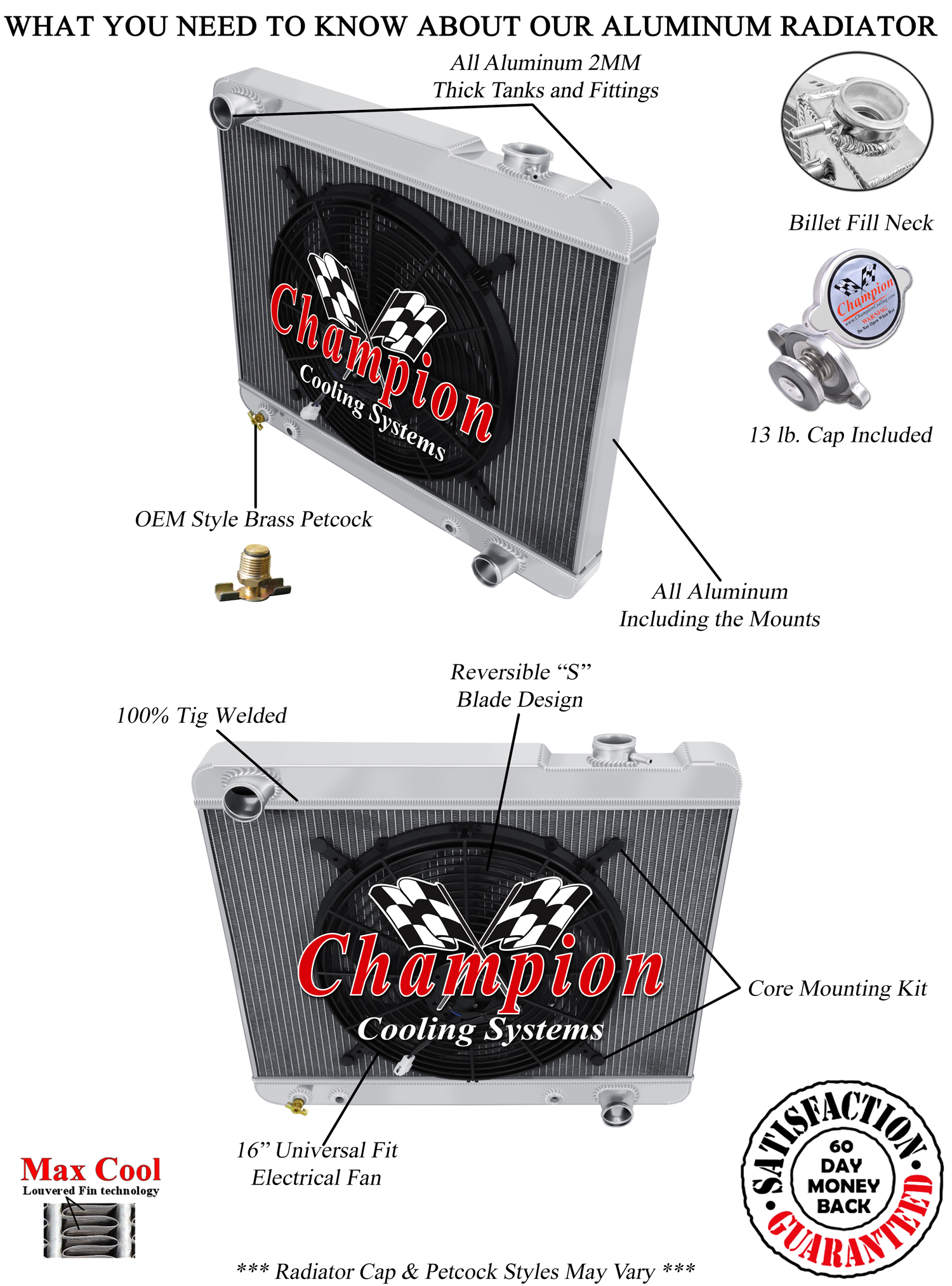 RN Champion 4 Row Radiator W/ 16" Fan for 1961 - 1964 Pontiac Catalina #MC61PO RN Champion 4 Row Radiator W/ 16" Fan for 1961 - 1964 Pontiac Catalina #MC61PO