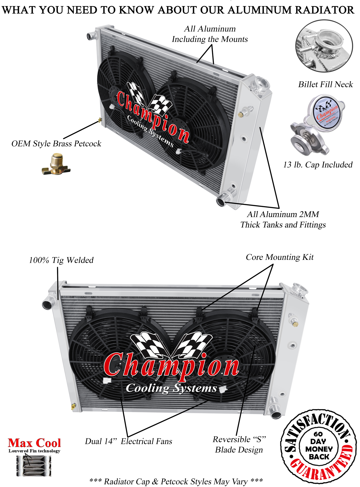 DR Champion 3 Row Radiator W/ 2 14" Fans for 1973 - 1987 Chevrolet Blazer #CC730 DR Champion 3 Row Radiator W/ 2 14" Fans for 1973 - 1987 Chevrolet Blazer #CC730
