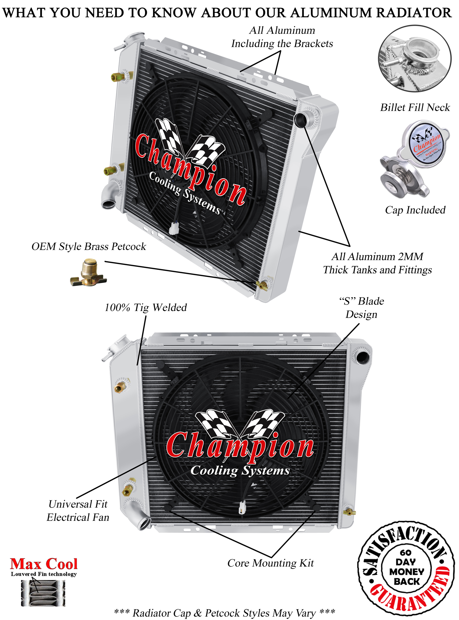WR Champion 3 Row Radiator W/ 16" Fan for 1983 1984 Ford Ranger V6 Engine #CC916 WR Champion 3 Row Radiator W/ 16" Fan for 1983 1984 Ford Ranger V6 Engine #CC916