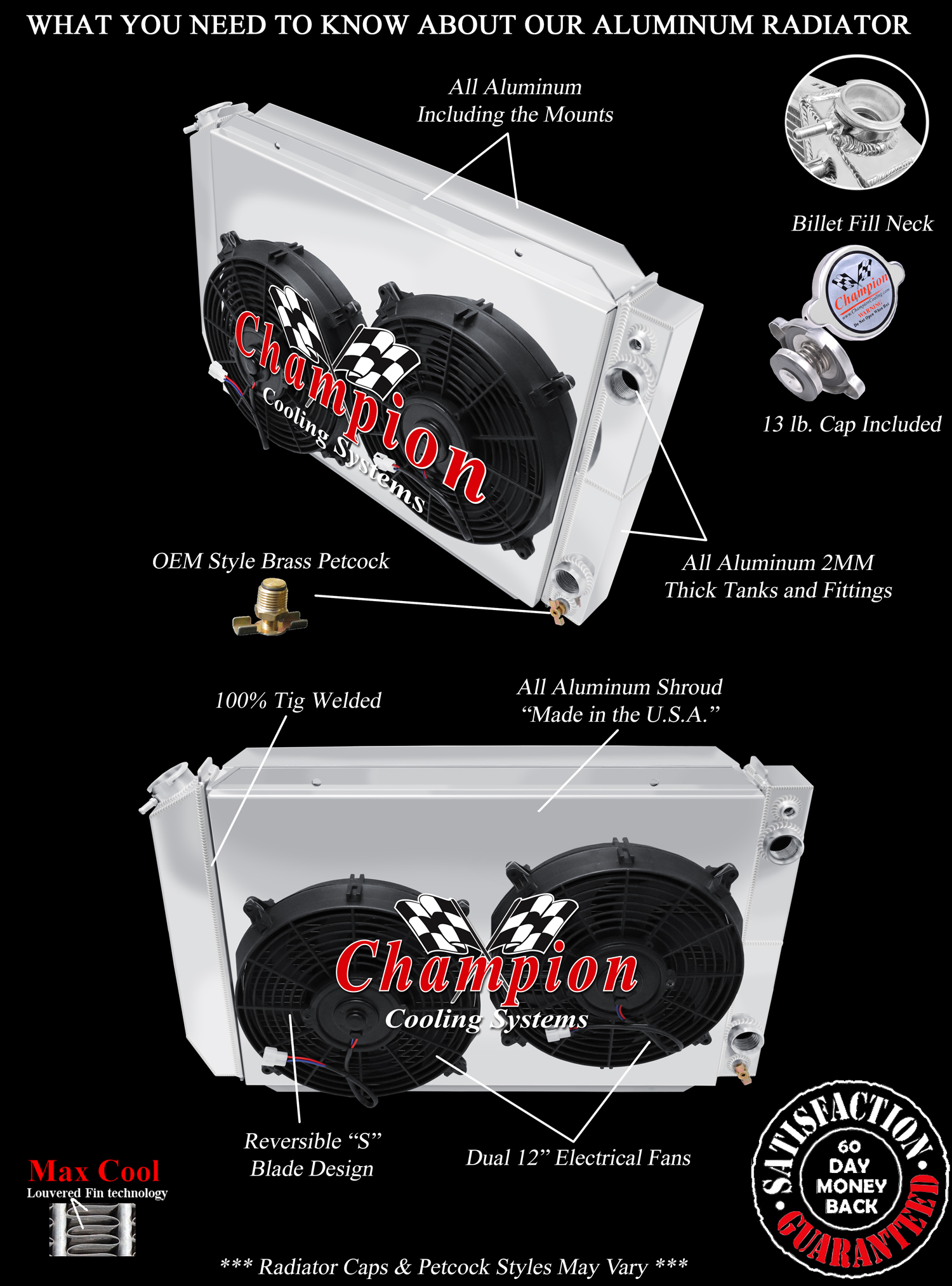 RN 3 Row DP Radiator,12" Fans,Shroud,1.5,1.5 for 1980-1986 Mercury Capri LS