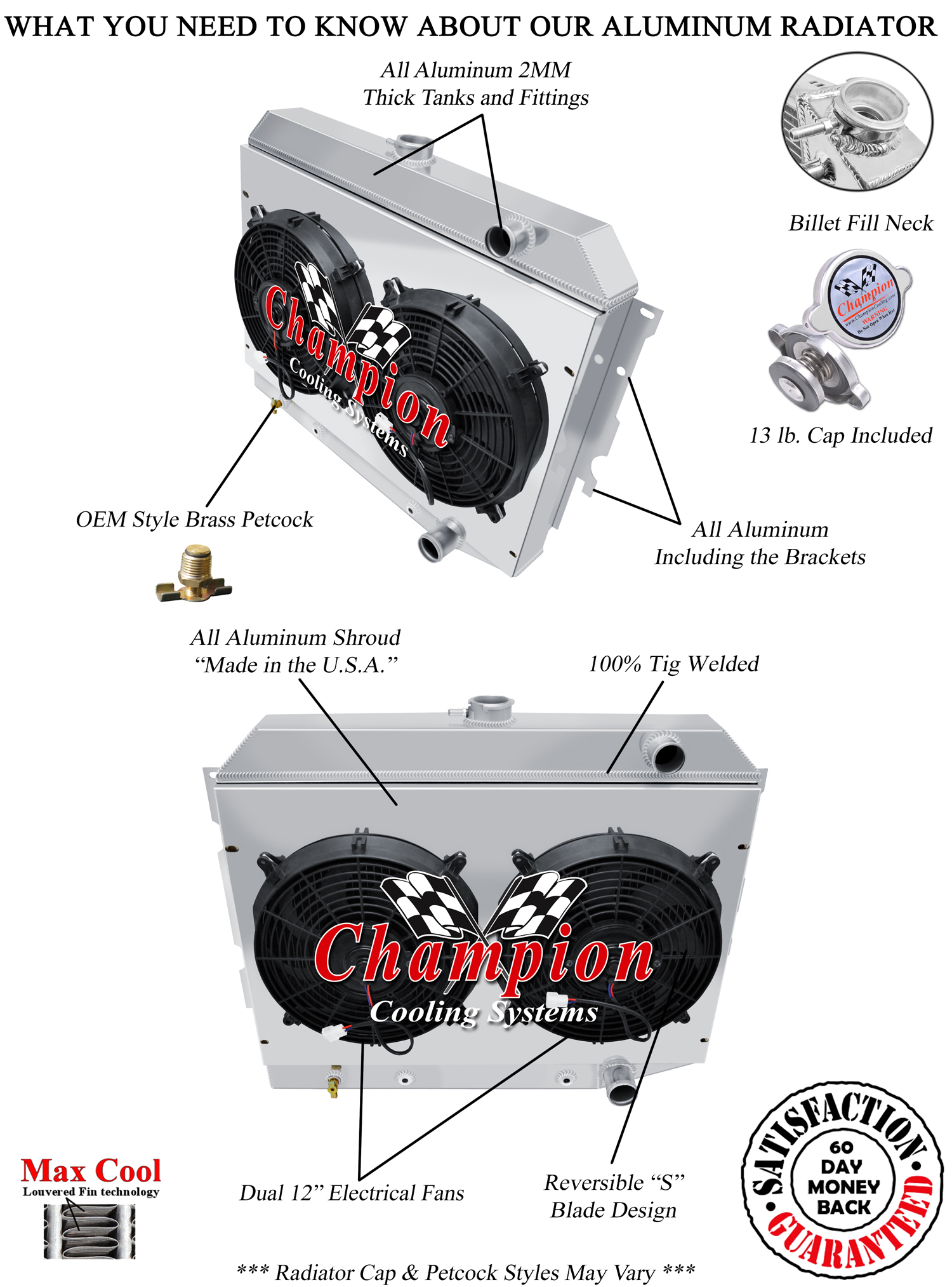 SR 4 Row Radiator,12" Fans,Shroud for 1970-1973 Plymouth Barracuda Hemi Eng