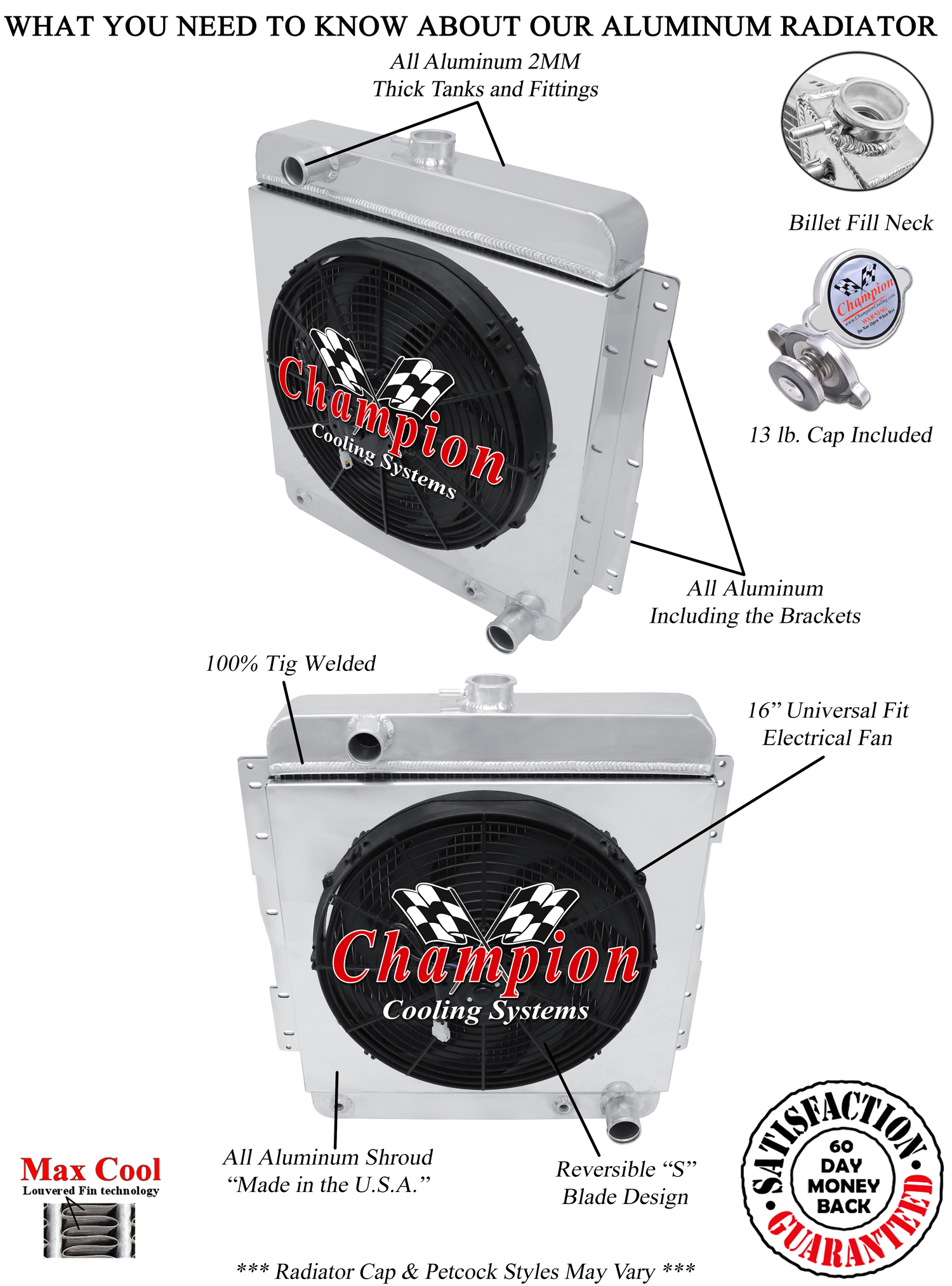 RN Champion 3 Row Radiator,16" Fan,Shroud for 1958 Chevrolet Bel Air Small V8 RN Champion 3 Row Radiator,16" Fan,Shroud for 1958 Chevrolet Bel Air Small V8