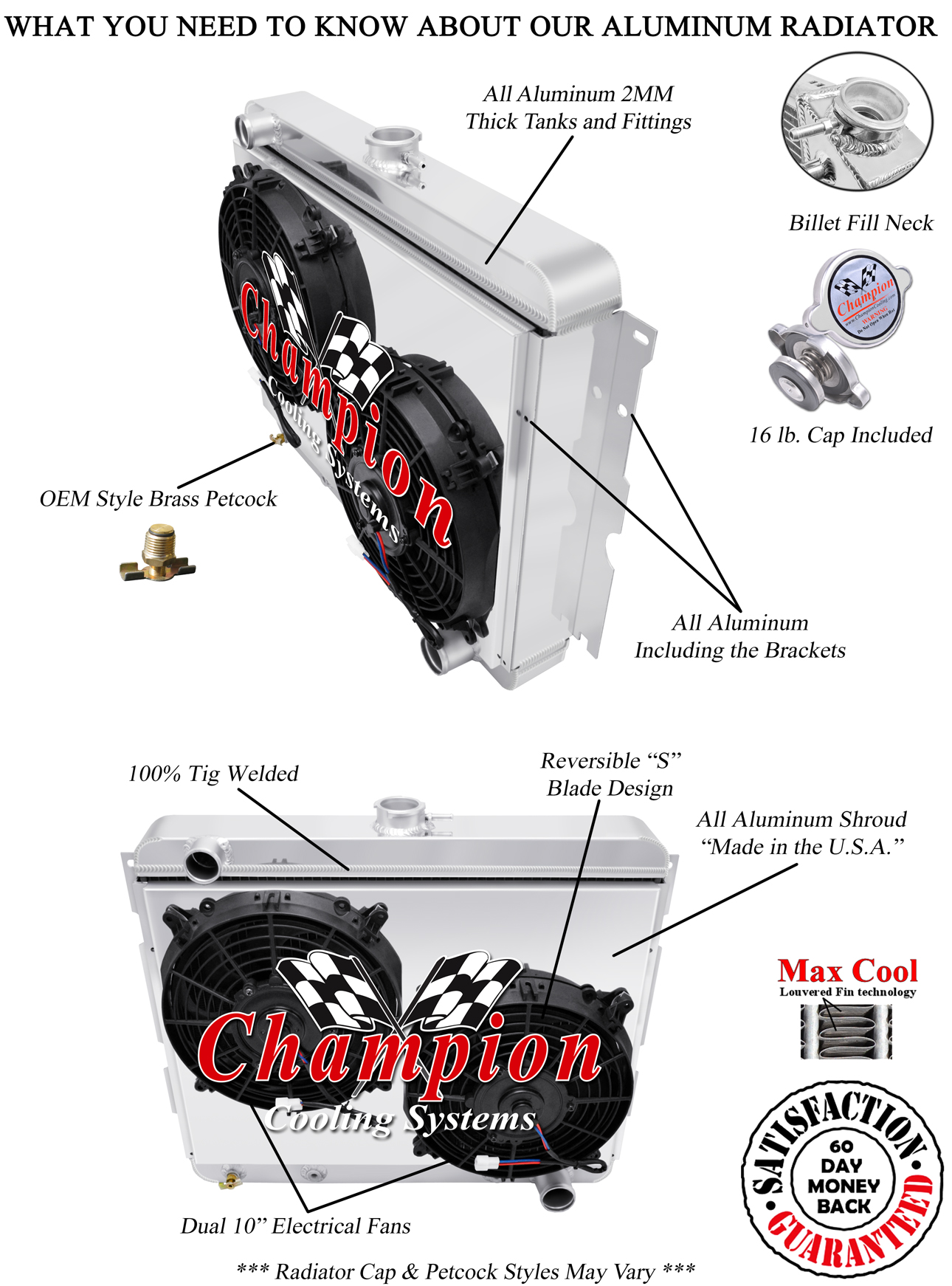 SR 2 Row Radiator,10" Fans,Shroud for 1970 1971 Dodge Challenger Small V8