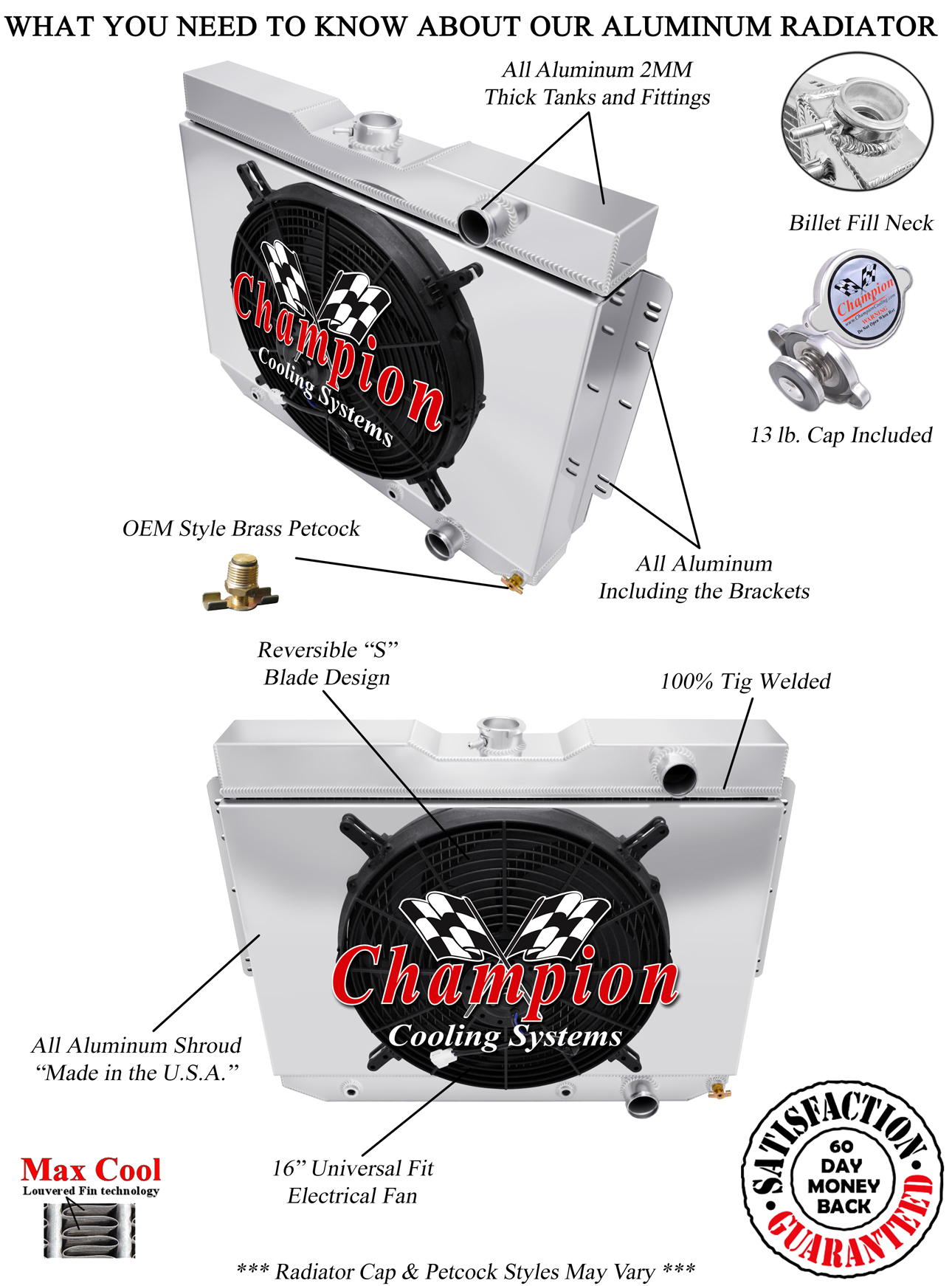 4 Row KR Champion Radiator W/ 16" Fan and Shroud for 1959 - 1963 Chevy Impala