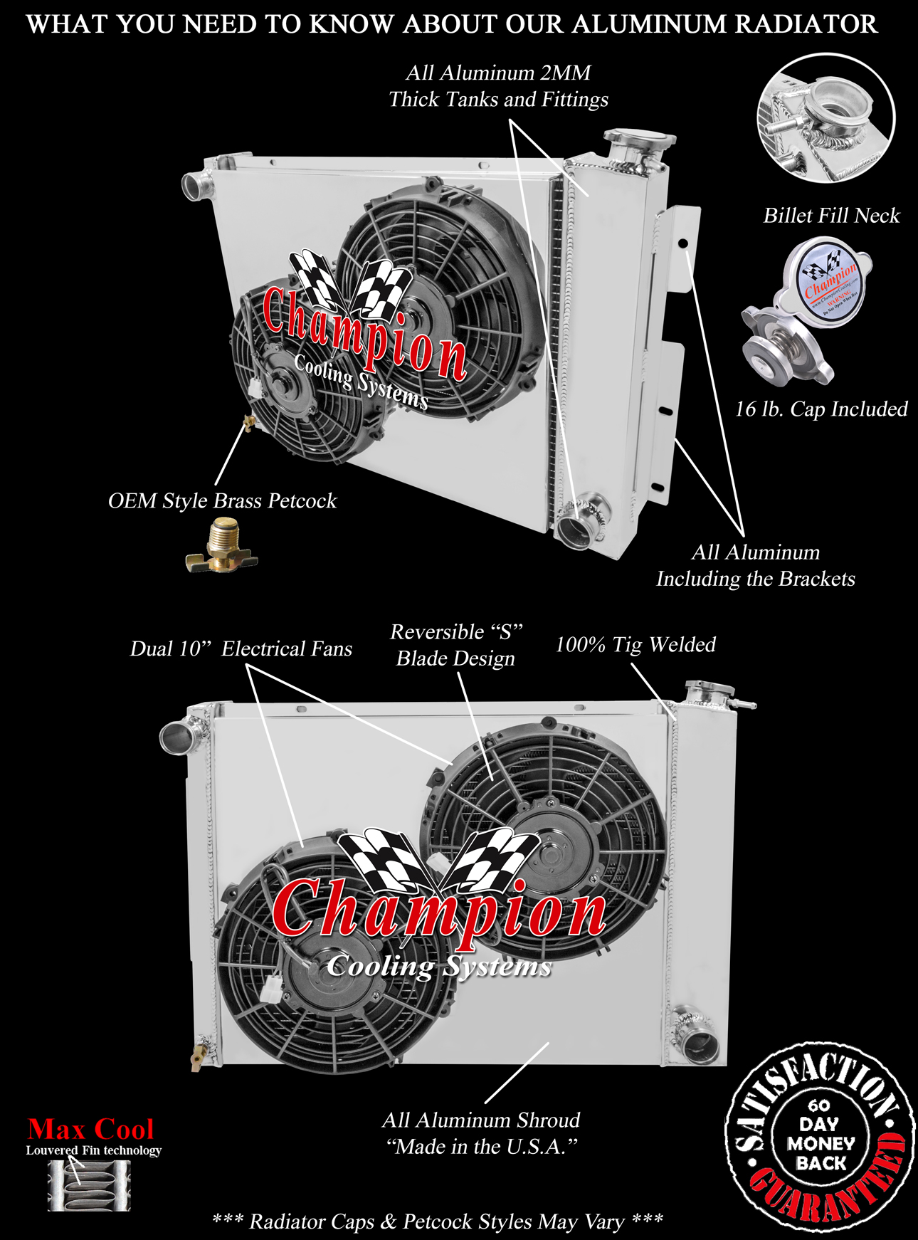 QR 3 Row Radiator,10" Fans,Shroud-1967-1969 Trans Am Small Block (Manual Trans)