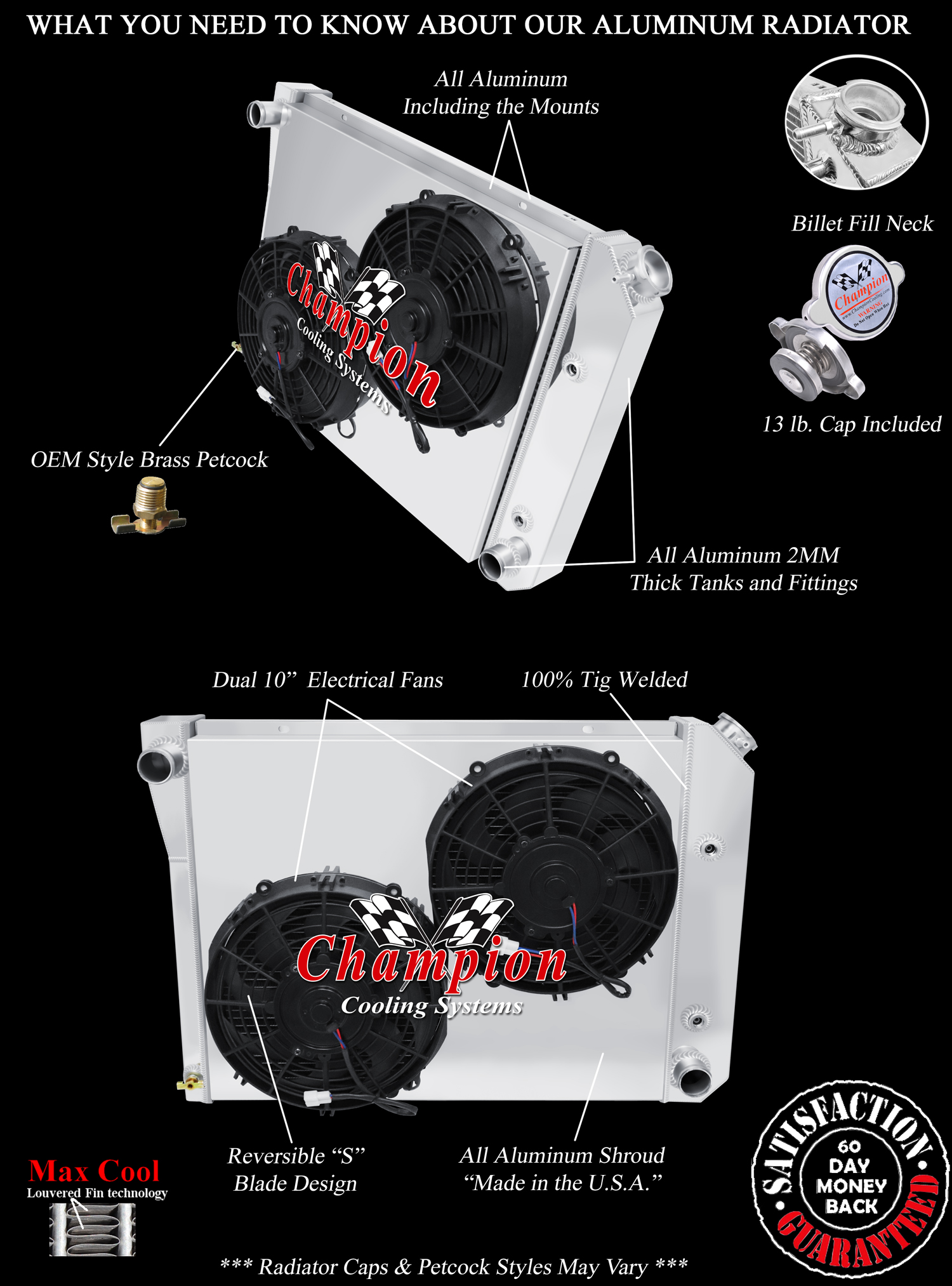 RN 2 Row 1" Tubes Radiator 20",10" Fans,Shroud-1965-1969,1977-1979 Buick Skylark