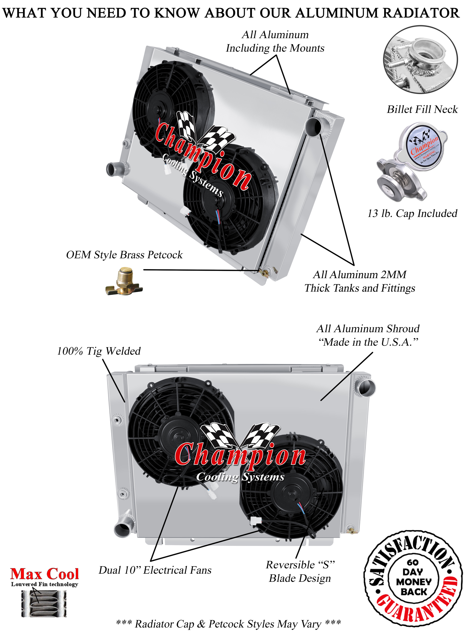 ER Champion 4 Row Radiator W/ 2 10" Fans and Shroud for 1960 - 1963 Ford Galaxie ER Champion 4 Row Radiator W/ 2 10" Fans and Shroud for 1960 - 1963 Ford Galaxie