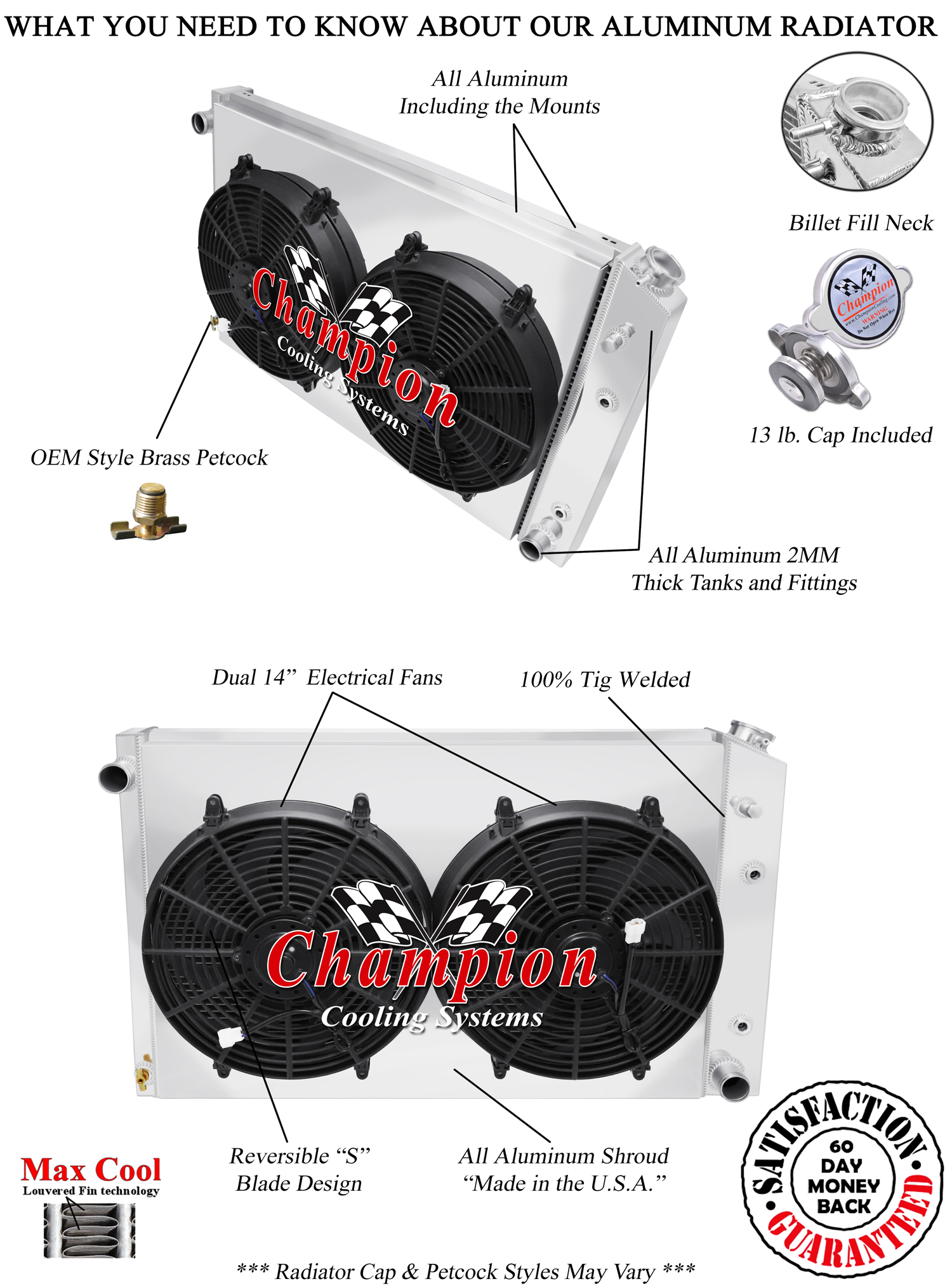73-87 Chevy Truck 73-91 Blazer 3 Row AR Radiator (19 x 28-1/4" Core +Fan Shroud)