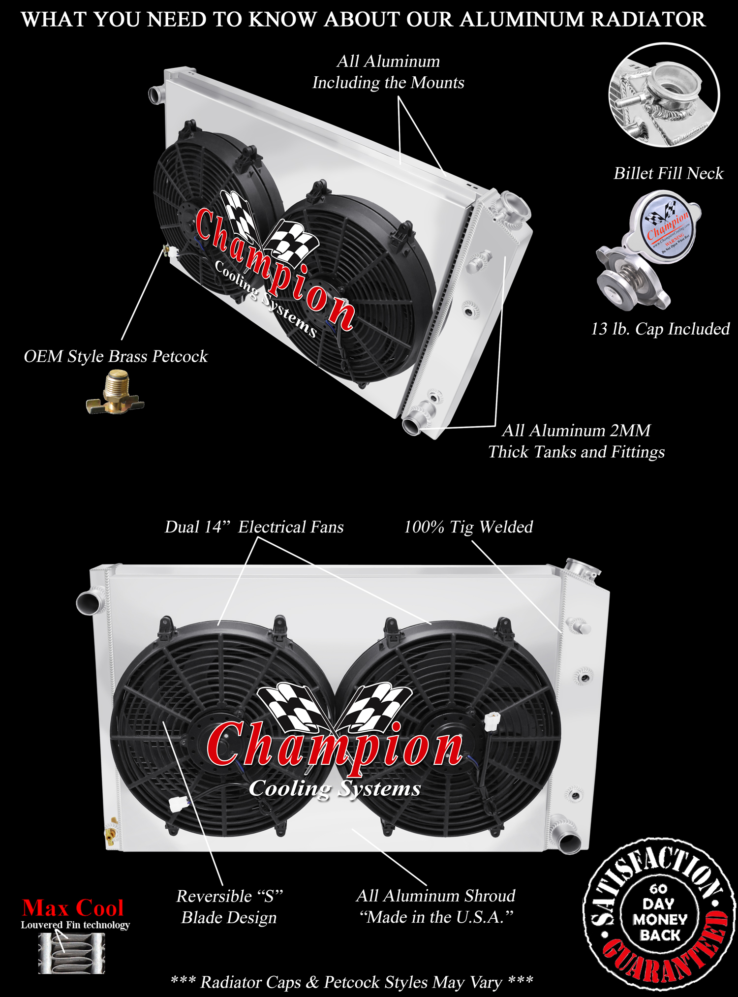 Radiator with Fan(s) and Shroud Combo For 81-90 GM Truck