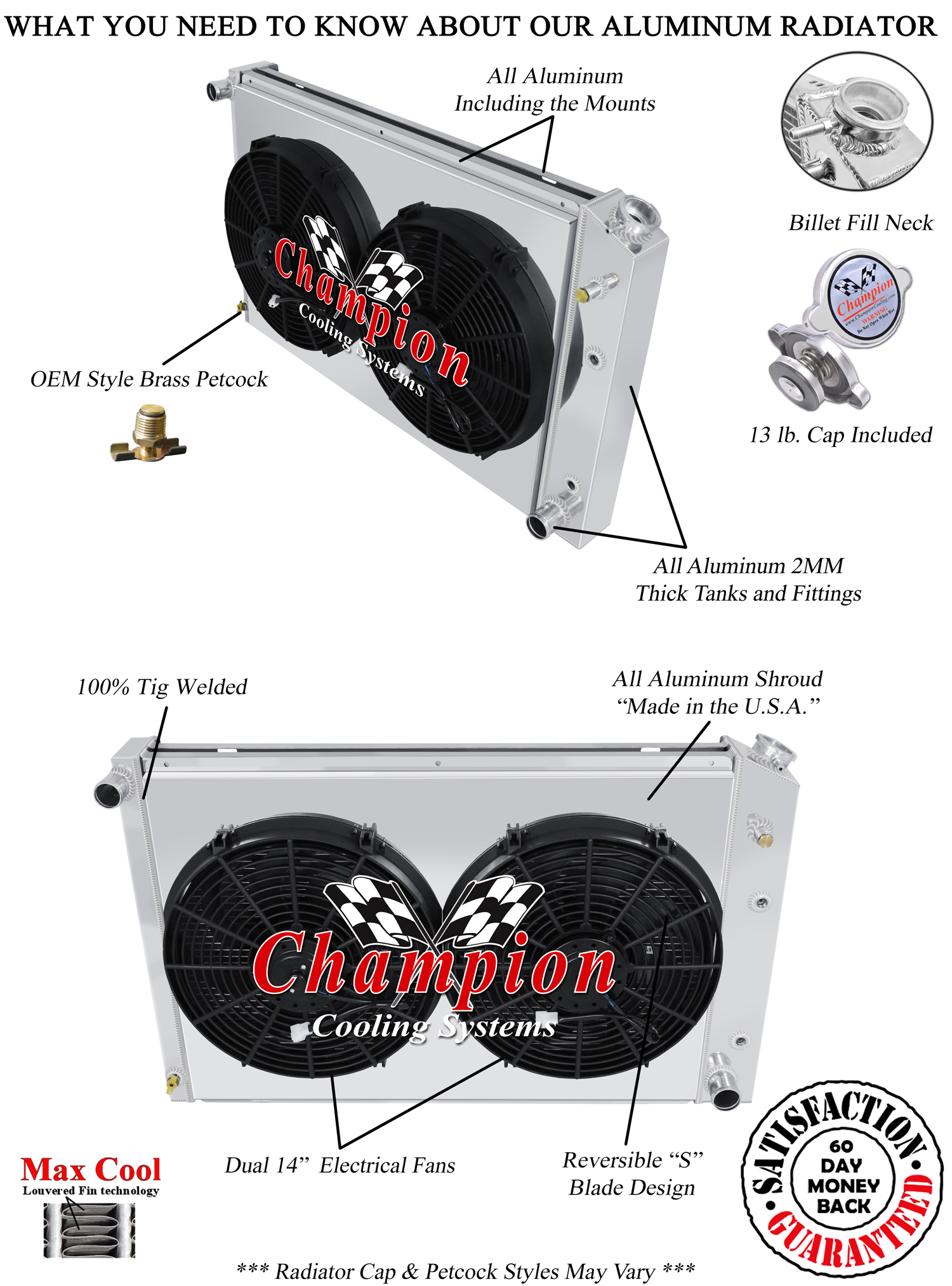 DR Champion 3 Row Radiator, 14" Fans and Shroud for 1973 - 1987 Chevrolet Blazer DR Champion 3 Row Radiator, 14" Fans and Shroud for 1973 - 1987 Chevrolet Blazer