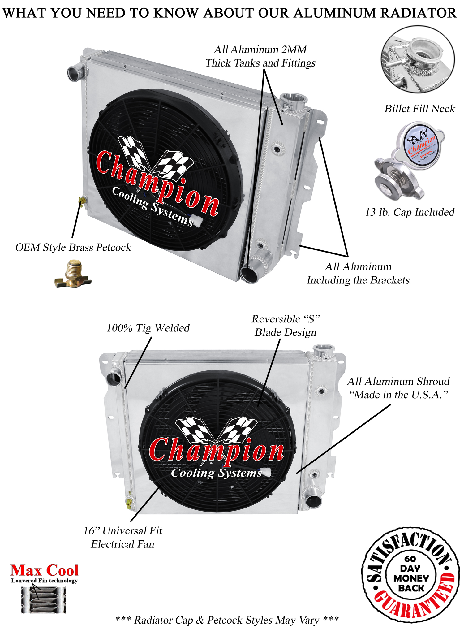 DR 3 Row Radiator Chevy Config,16" Fan,Shroud-1987-2006 Jeep Wrangler YJ #CC8102