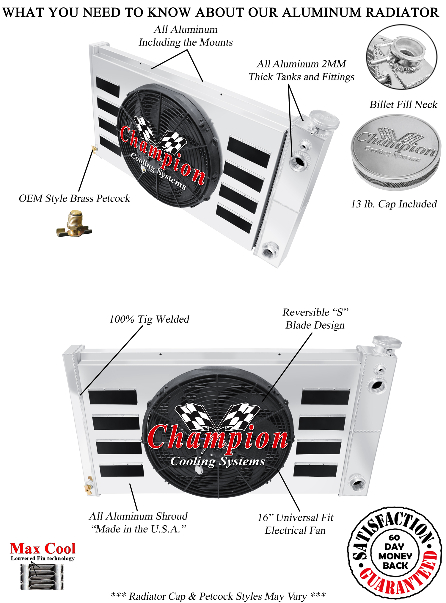 SR 3 Row DP Radiator 28",16" Fan,Flap Shroud,1.5,1.5 for 1967-1972 Trucks LS